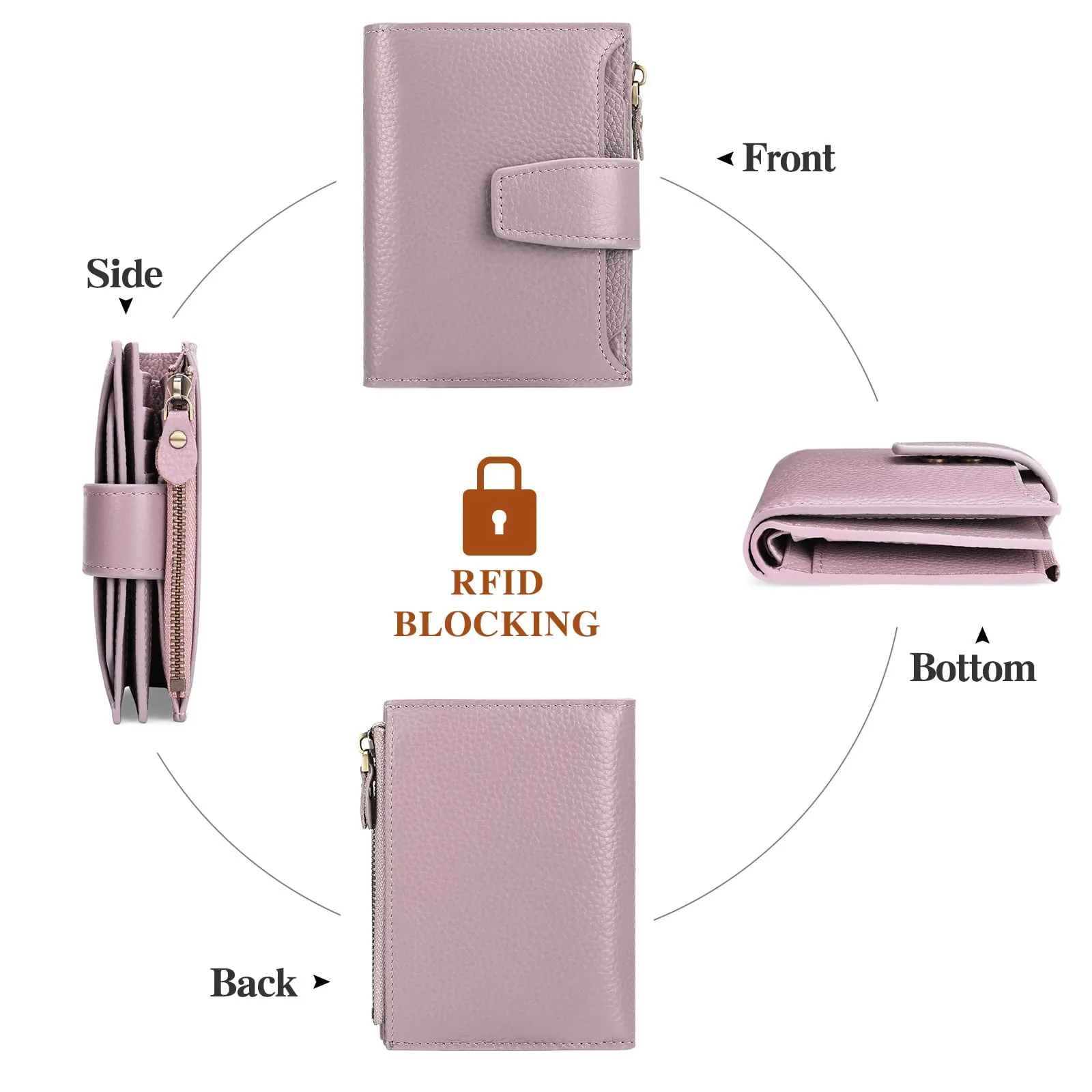 SENDEFN Portafoglio Donna in Pelle Vera con Blocco RFID, 14 Slot per Carte e Portamonete con Cerniera - immagine 4