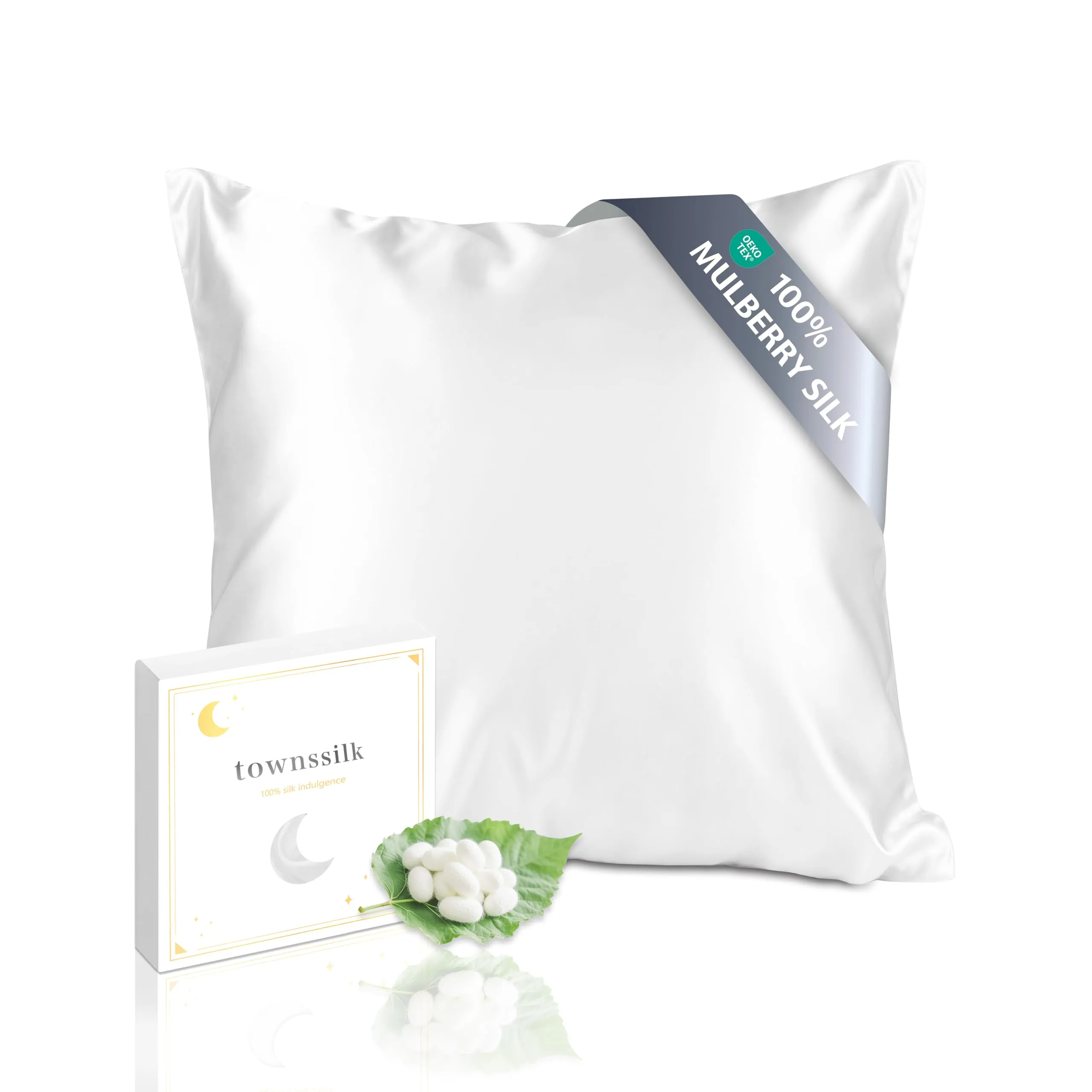 townssilk Federa in seta di gelso 19 momme, 60x60cm, Bianco - immagine 1