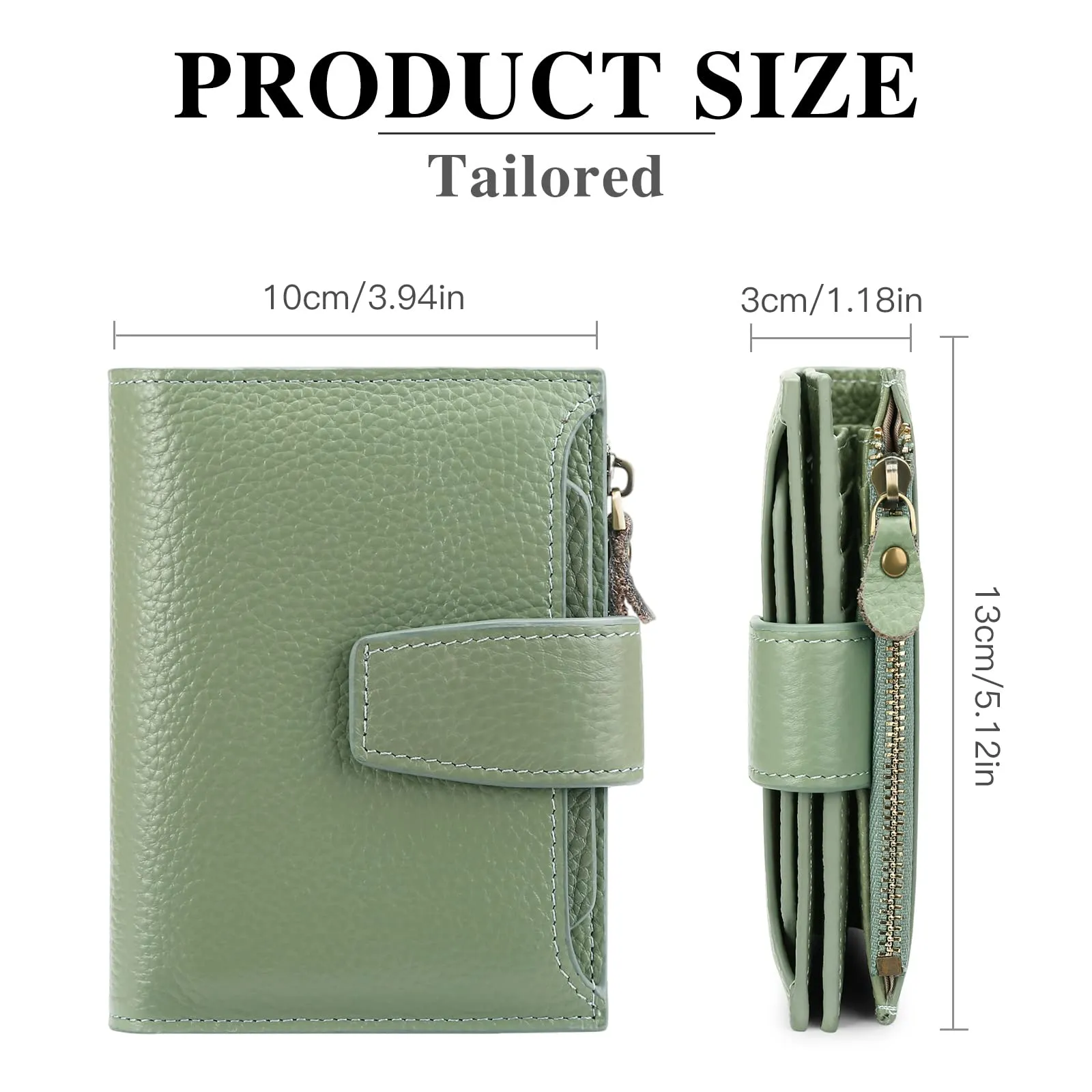 SENDEFN Portafoglio Donna in Pelle Vera Piccolo con Cerniera e 14 Slot per Carte - immagine 3