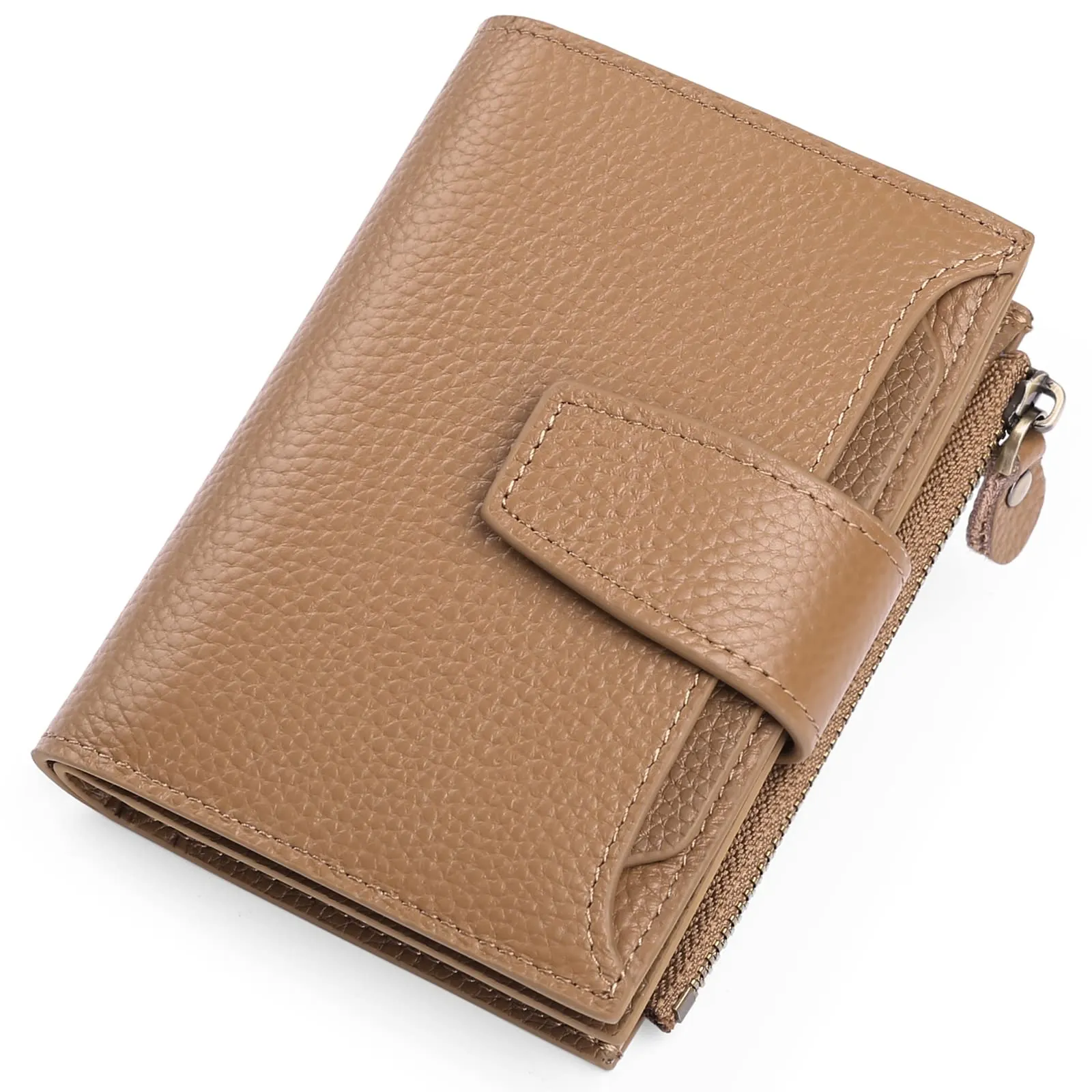 SENDEFN Portafoglio Donna in Pelle Vera Piccolo con Blocco RFID, 14 Slot per Carte e Portamonete con Cerniera - immagine 1