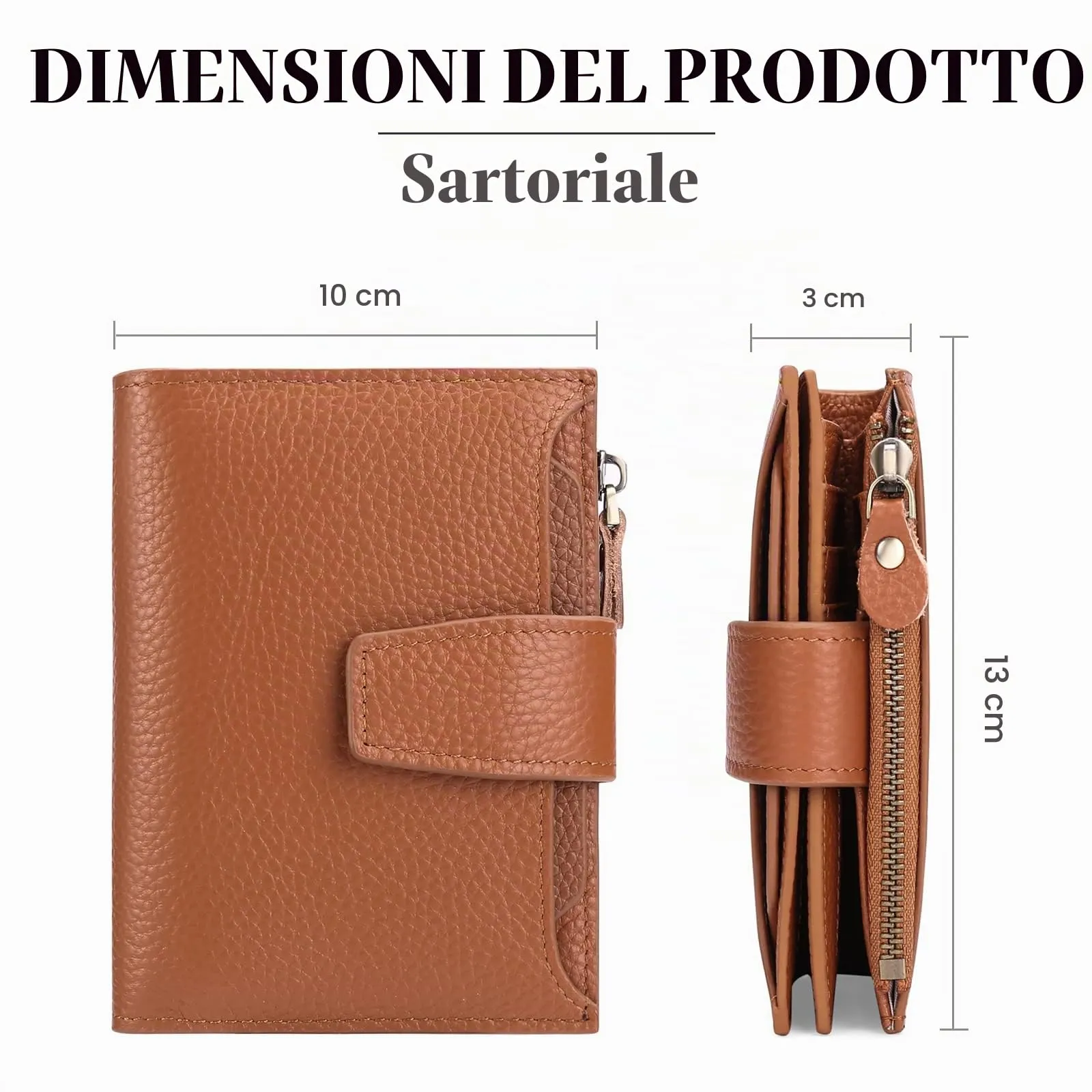 SENDEFN Portafoglio Donna in Pelle Vera con Cerniera e 14 Slot per Carte, RFID Blocking - immagine 3