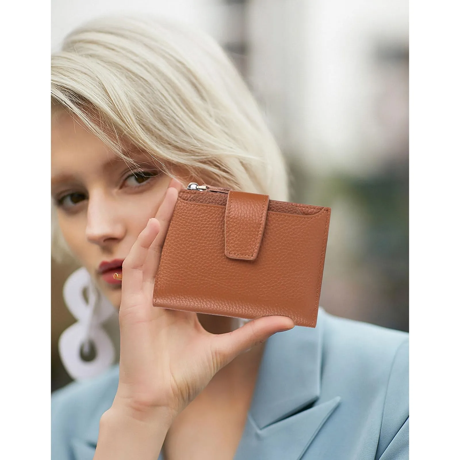 SENDEFN Portafoglio Donna in Pelle Vera con Cerniera e 14 Slot per Carte, RFID Blocking - immagine 8