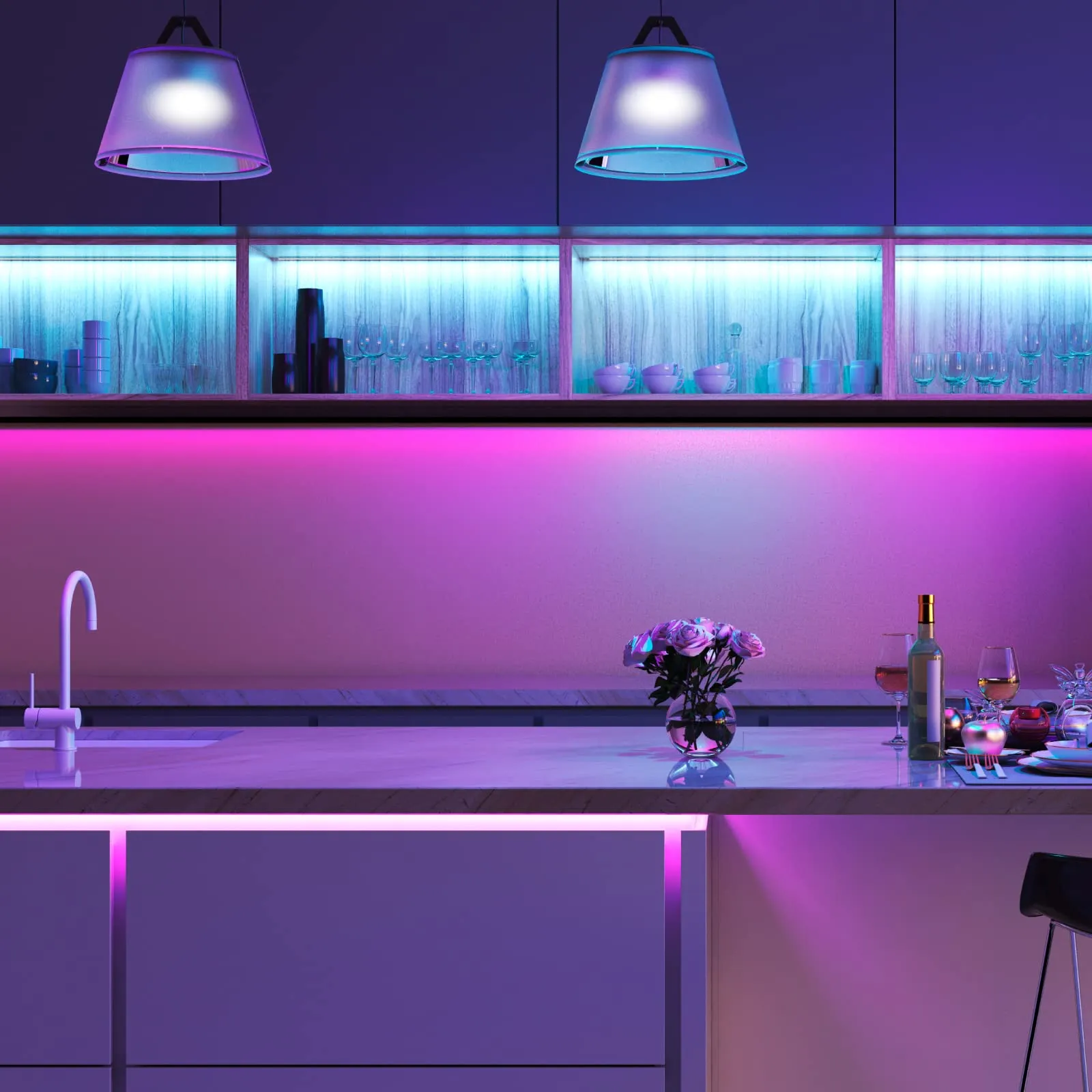 Eurocali Striscia LED RGB Multicolore 5m 300 LED 35W IP20 Interna Dimmerabile con Telecomando e Alimentatore - immagine 2
