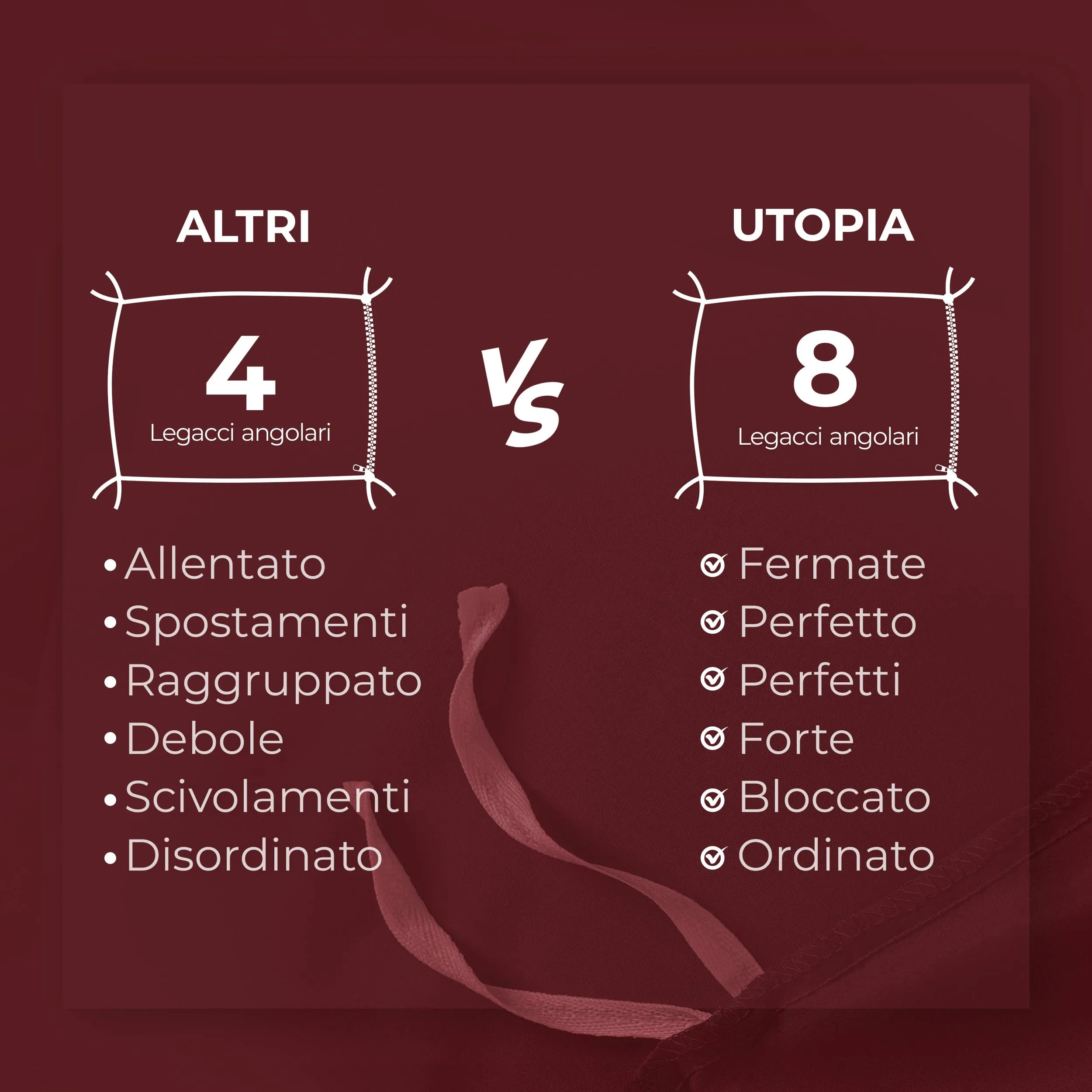 Utopia Bedding Set Copripiumino 200x200 cm e 2 Federe 80x80 cm, Bordeaux - immagine 7