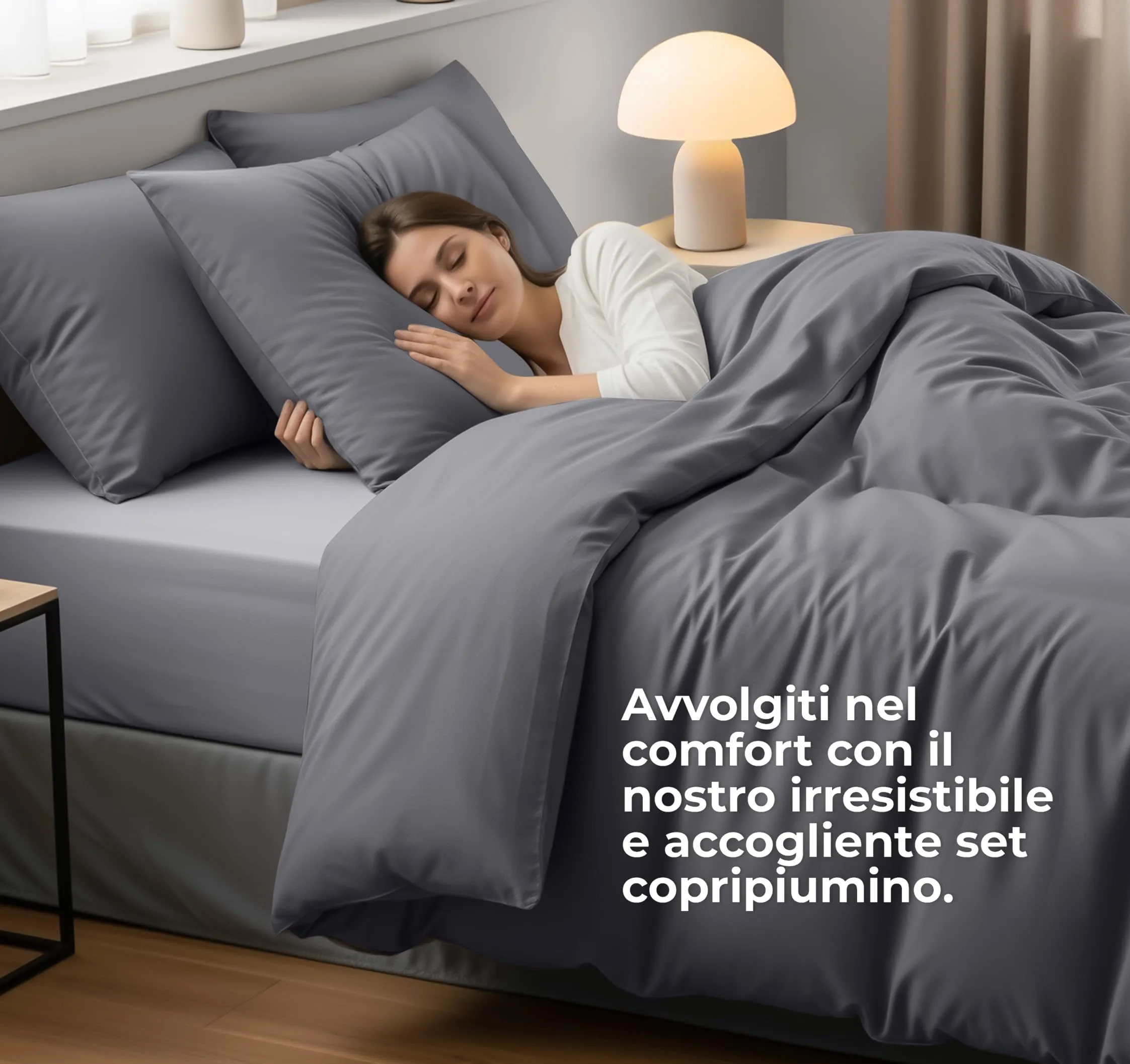 Utopia Bedding Set Copripiumino Singolo 140x200 cm e Federa 65x65 cm, Grigio - immagine 3