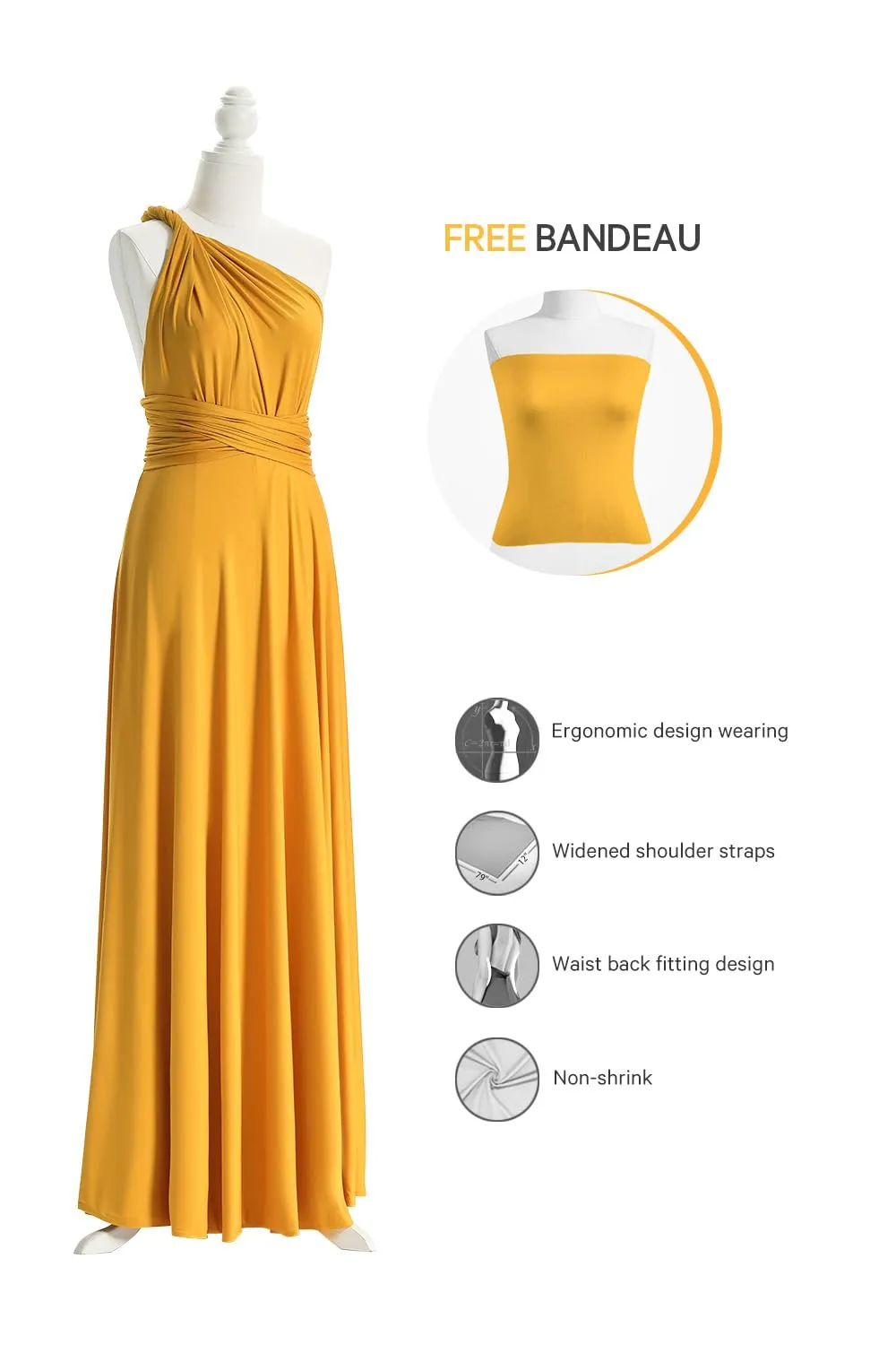 72styles Abito Cerimonia Donna Vestito Elegante Infinity Damigella d'Onore - immagine 3