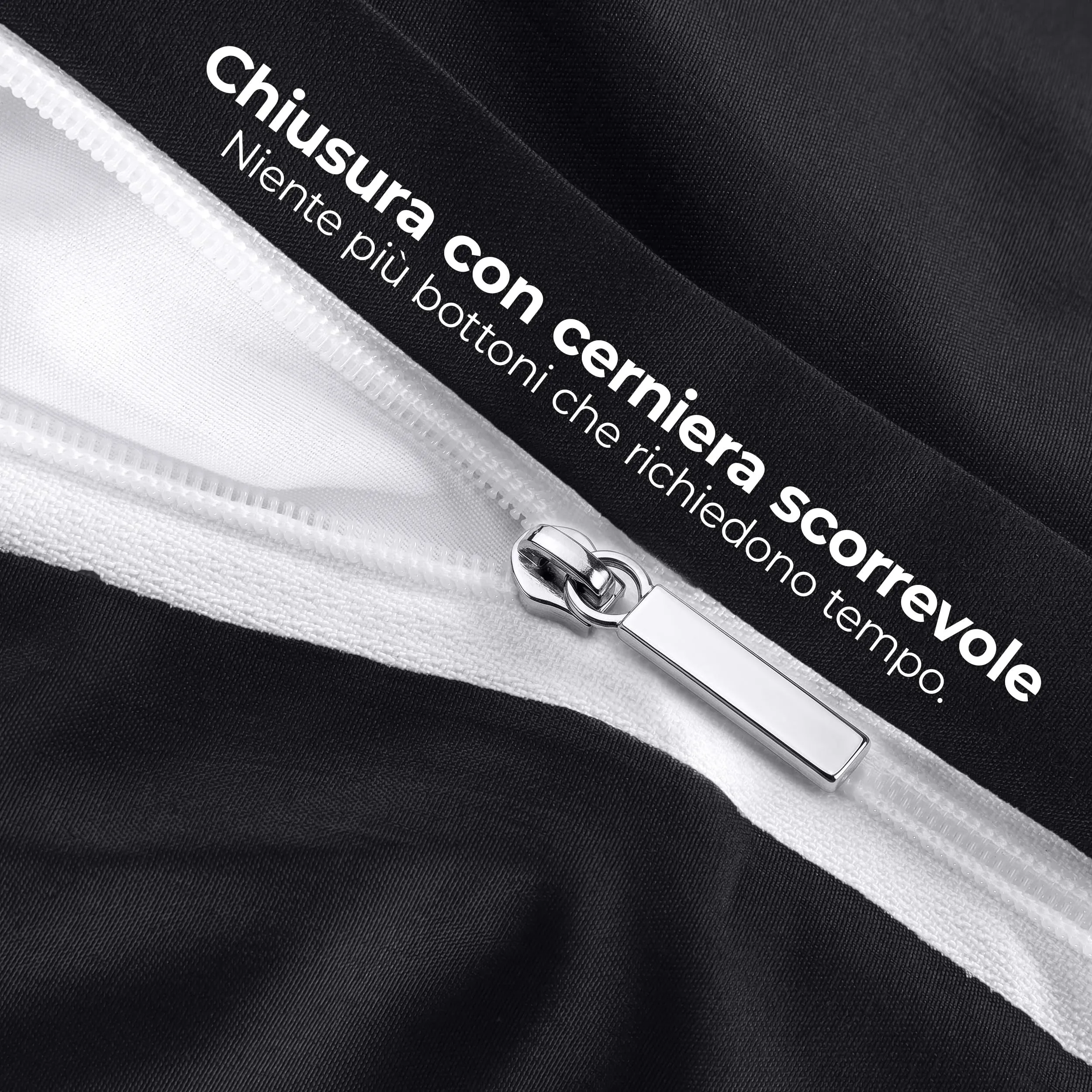 Utopia Bedding Set Copripiumino Matrimoniale 200x200 cm e 2 Federe 80x80 cm, Nero - immagine 6