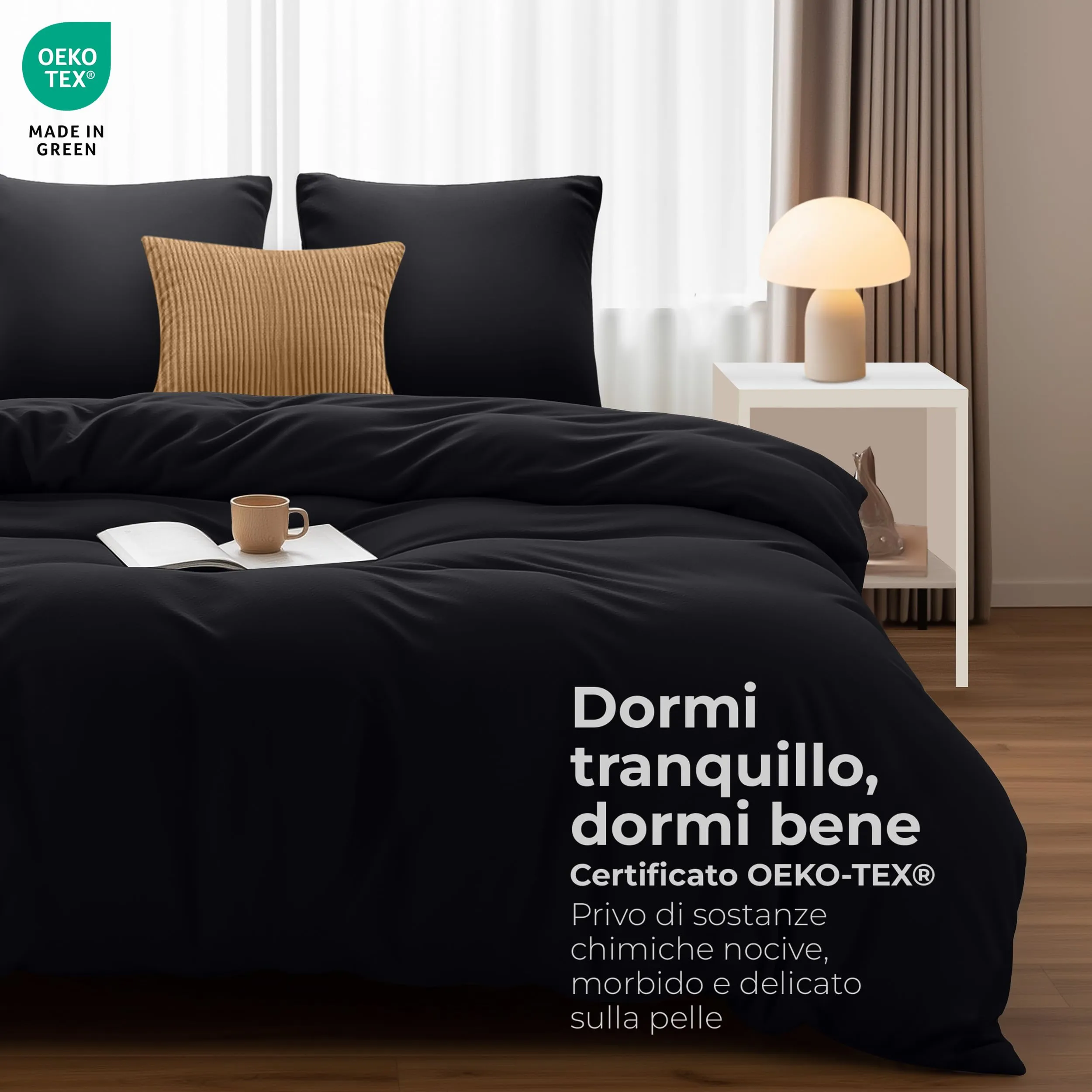 Utopia Bedding Copripiumino Matrimoniale 260x240 cm con 2 Federe, Nero - immagine 2