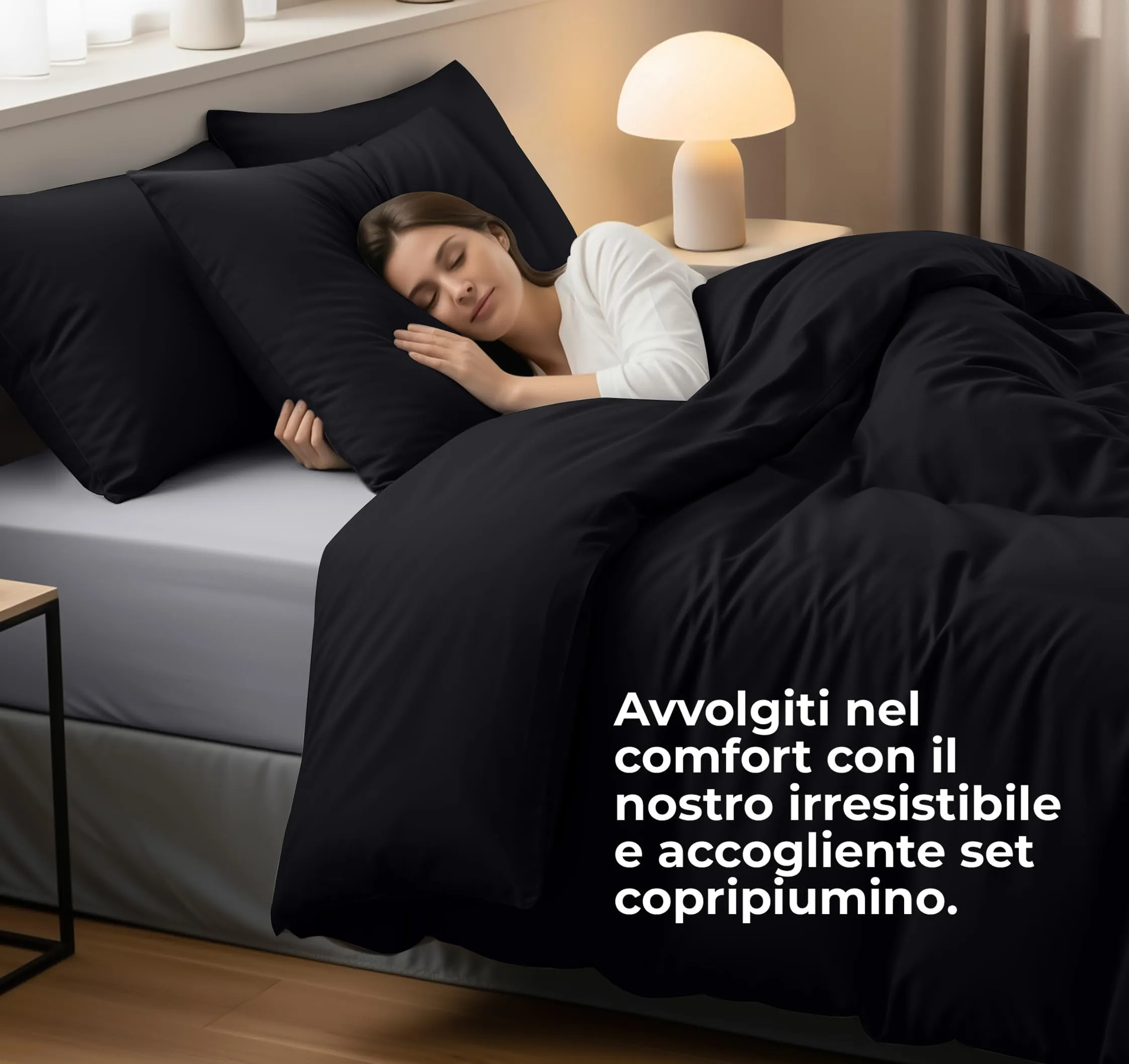 Utopia Bedding Copripiumino Matrimoniale 260x240 cm con 2 Federe, Nero - immagine 3