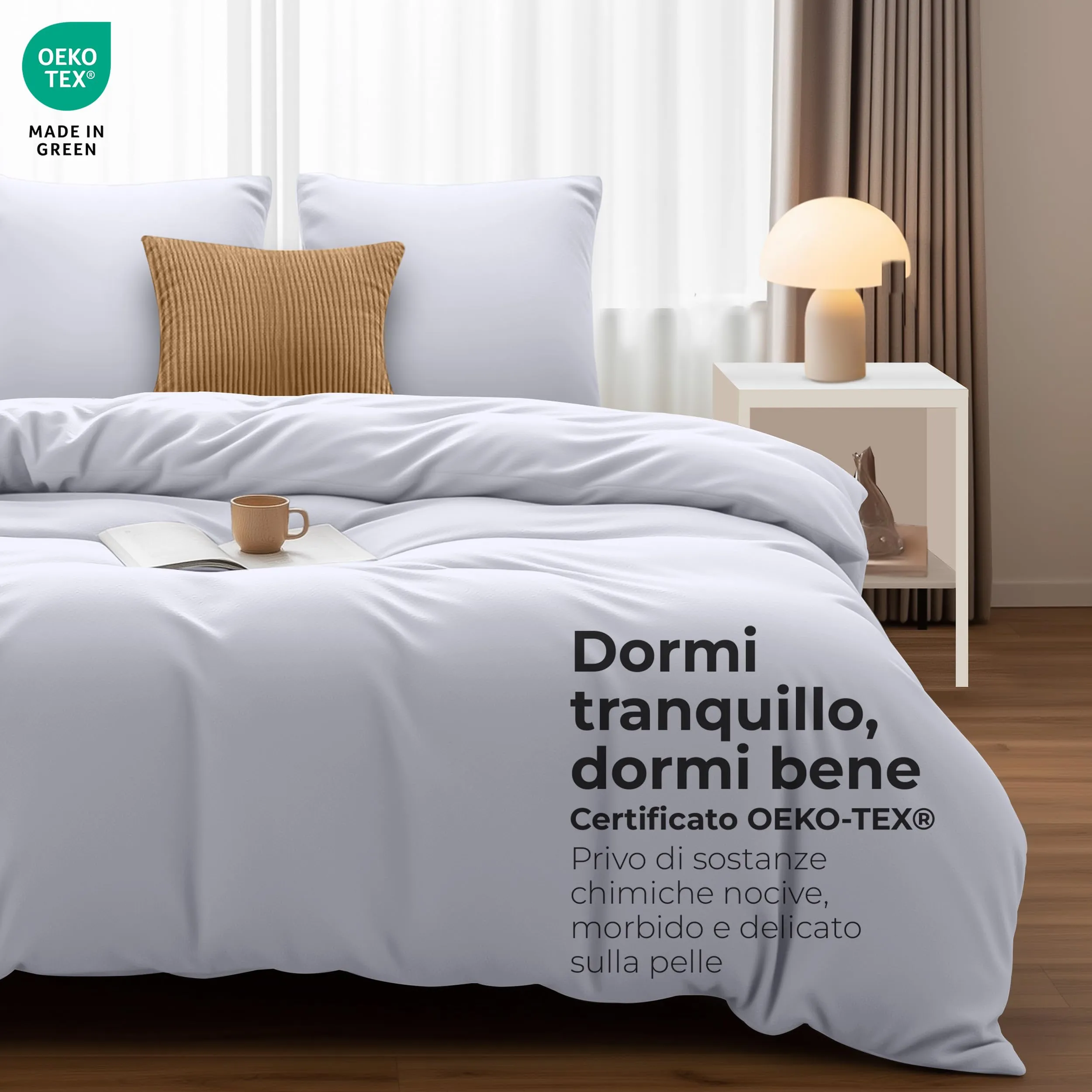 Utopia Bedding Set Copripiumino 155x220 cm e 2 Federe 80x80 cm, Bianco - immagine 2