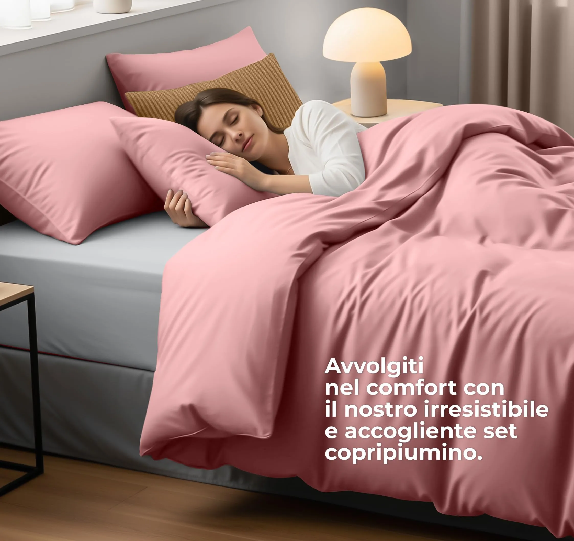 Utopia Bedding Set Copripiumino 200x200 cm e 2 Federe 50x75 cm, Rosa - immagine 3