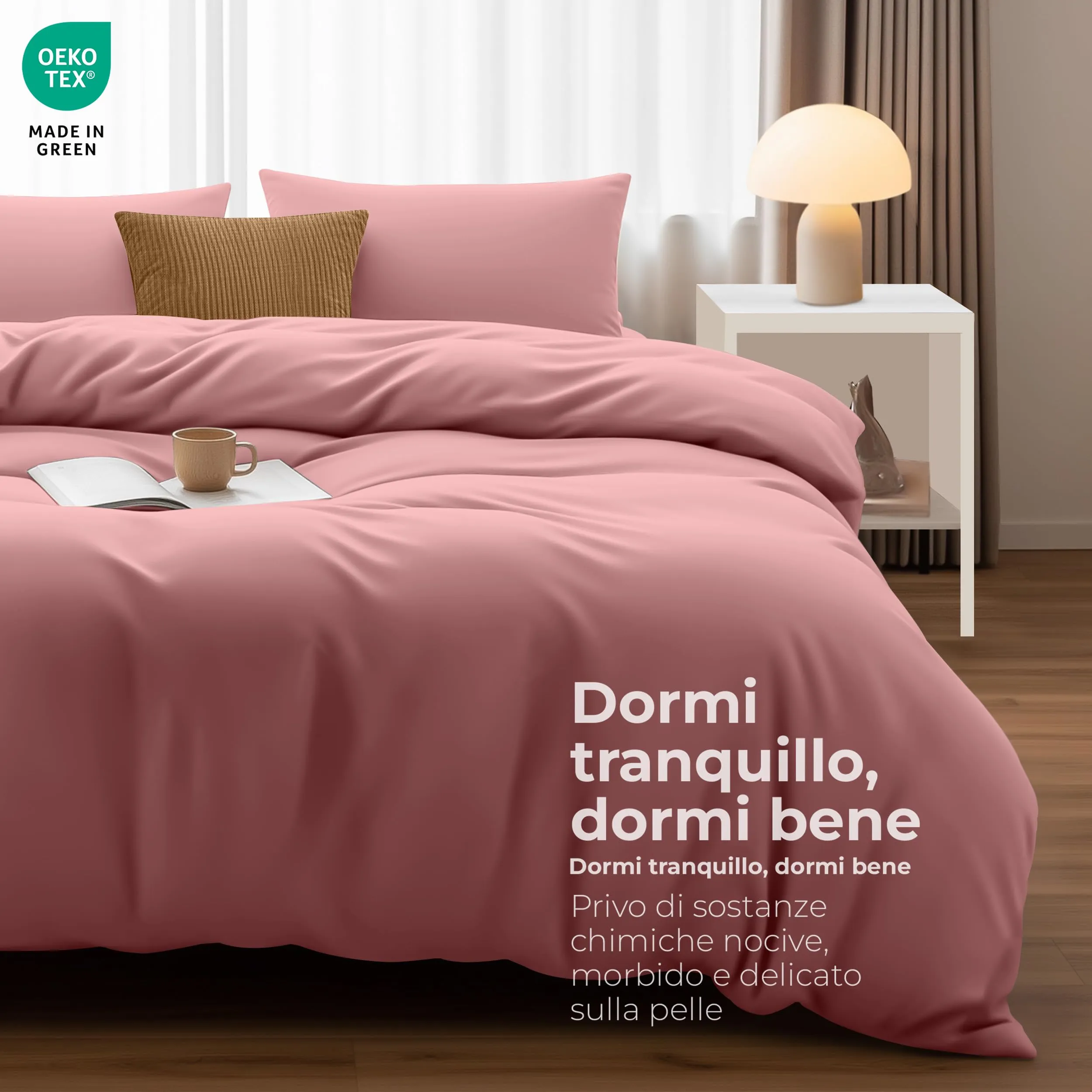 Utopia Bedding Set Copripiumino 200x200 cm e 2 Federe 50x75 cm, Rosa - immagine 4