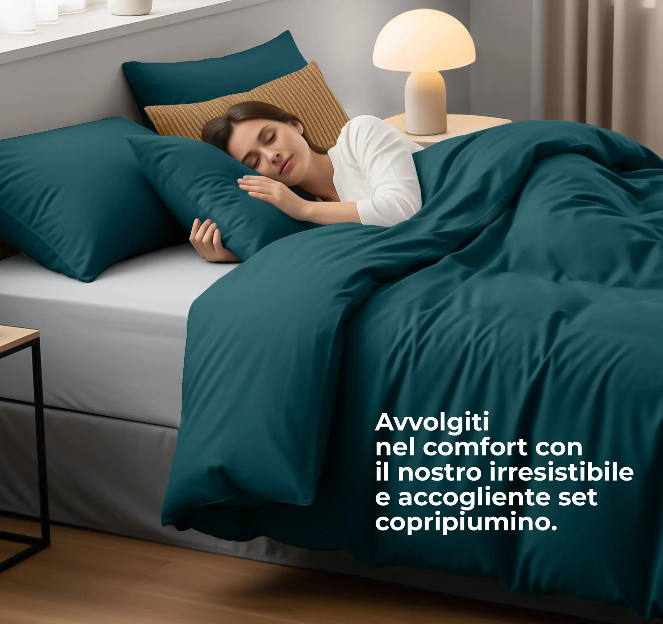 Utopia Bedding Set Copripiumino Matrimoniale 200x200 cm e 2 Federe 50x75 cm, Verde Alzavola - immagine 3