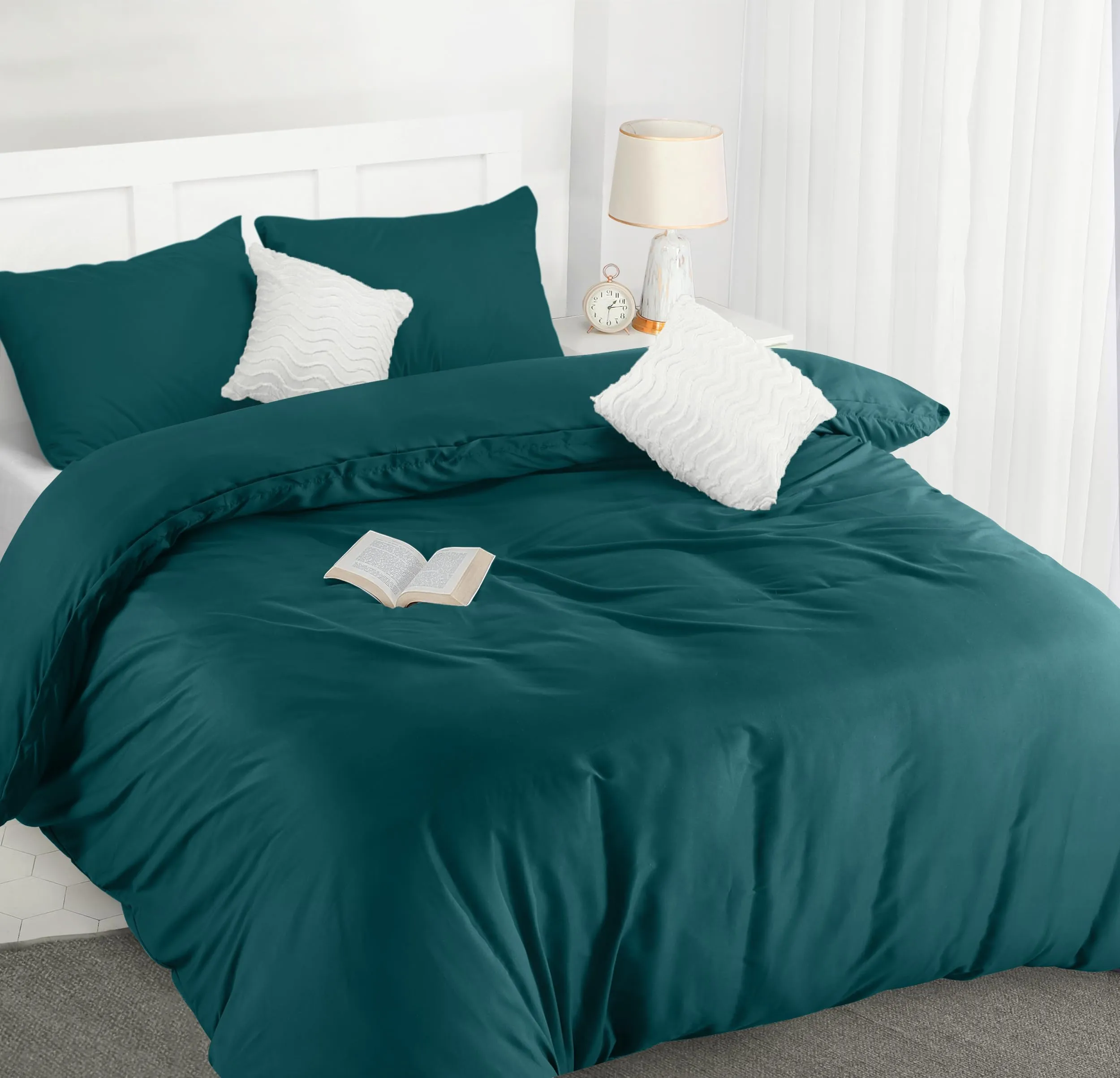 Utopia Bedding Set Copripiumino Matrimoniale 200x200 cm e 2 Federe 50x75 cm, Verde Alzavola - immagine 6