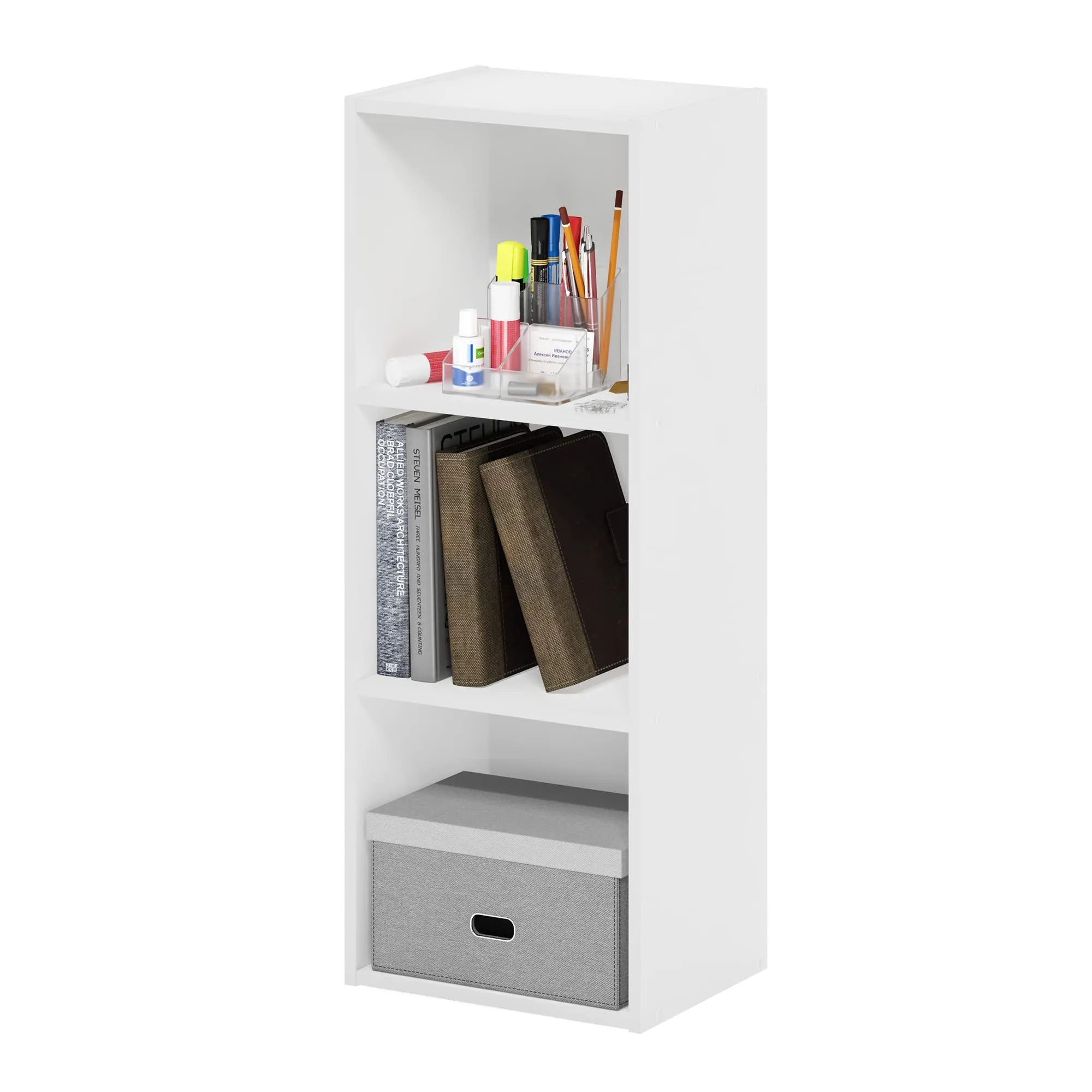 Furinno Libreria a scaffale aperto a 3 livelli, Bianco - immagine 1