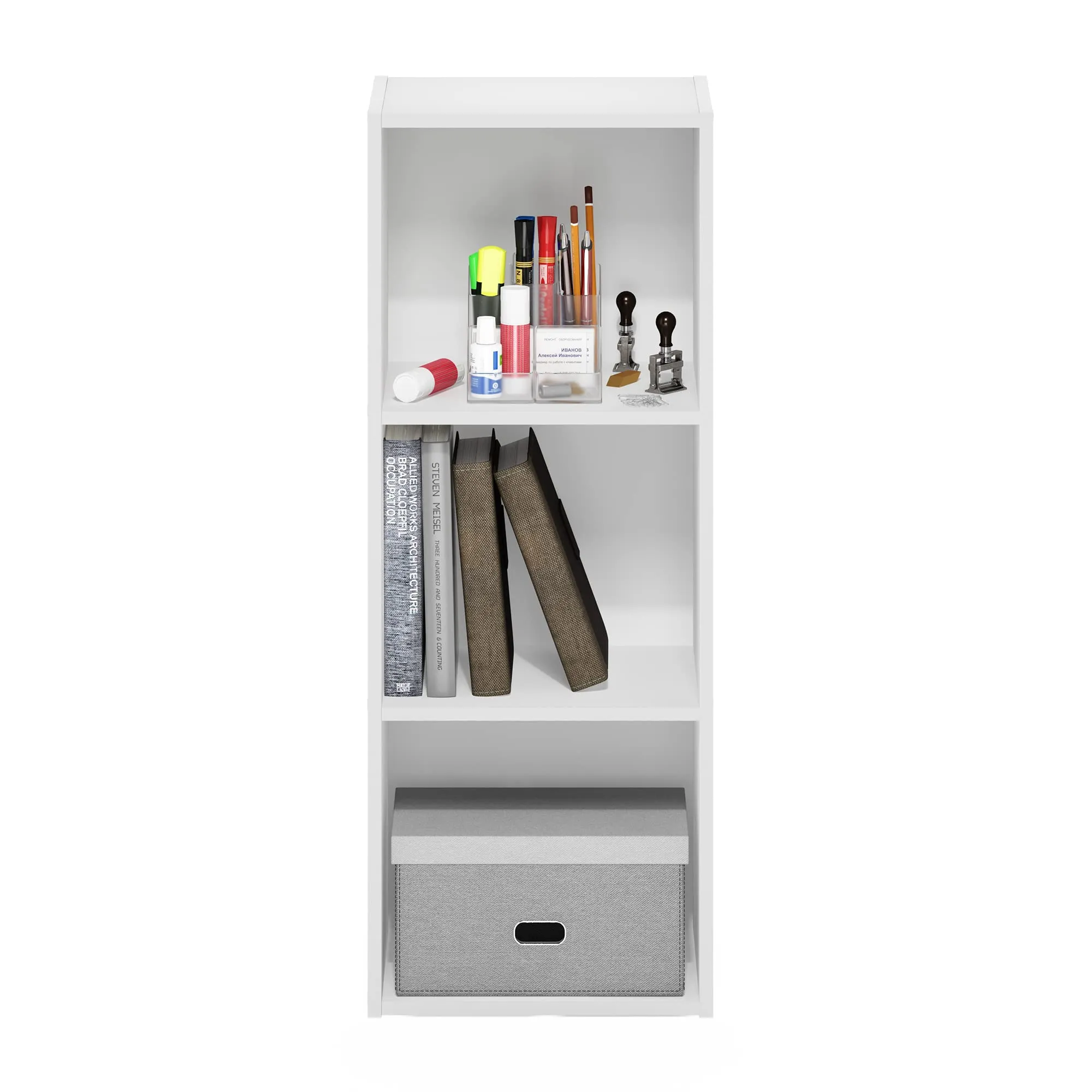 Furinno Libreria a scaffale aperto a 3 livelli, Bianco - immagine 5