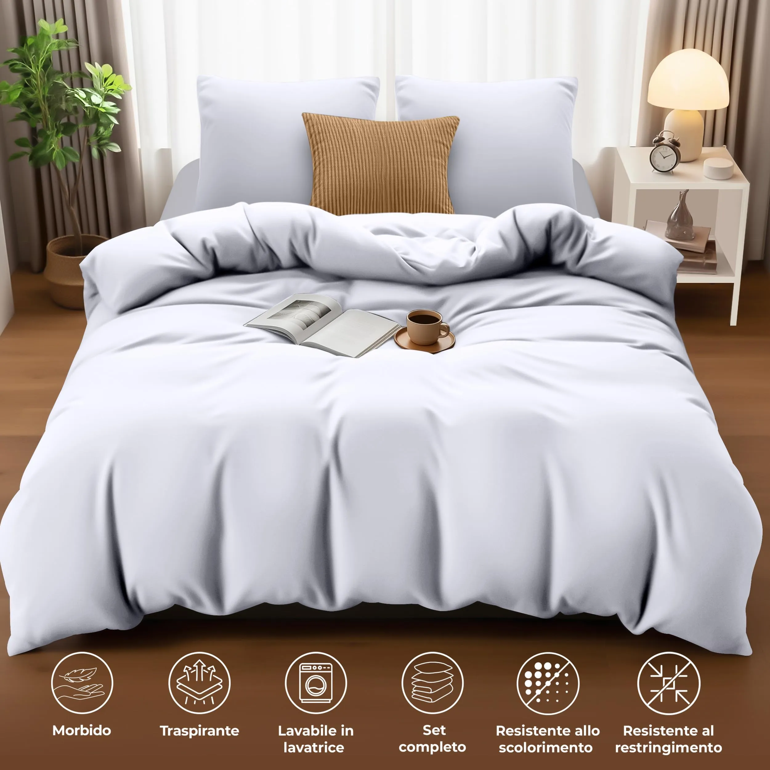 Utopia Bedding Set Copripiumino 240x220 cm e 2 Federe, Bianco - immagine 5