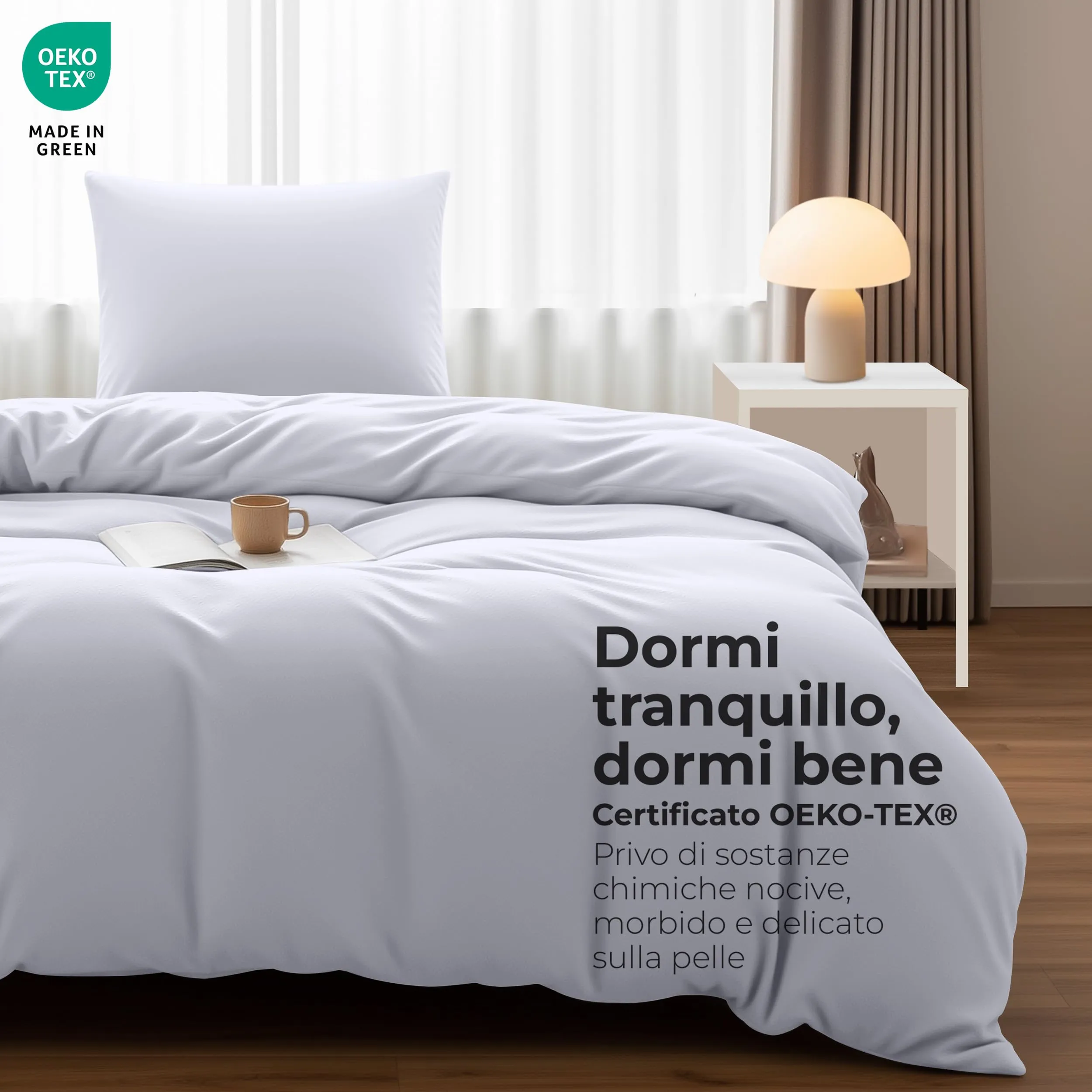 Utopia Bedding Set Copripiumino 140x200 cm e Federa 65x65 cm, Bianco - immagine 2