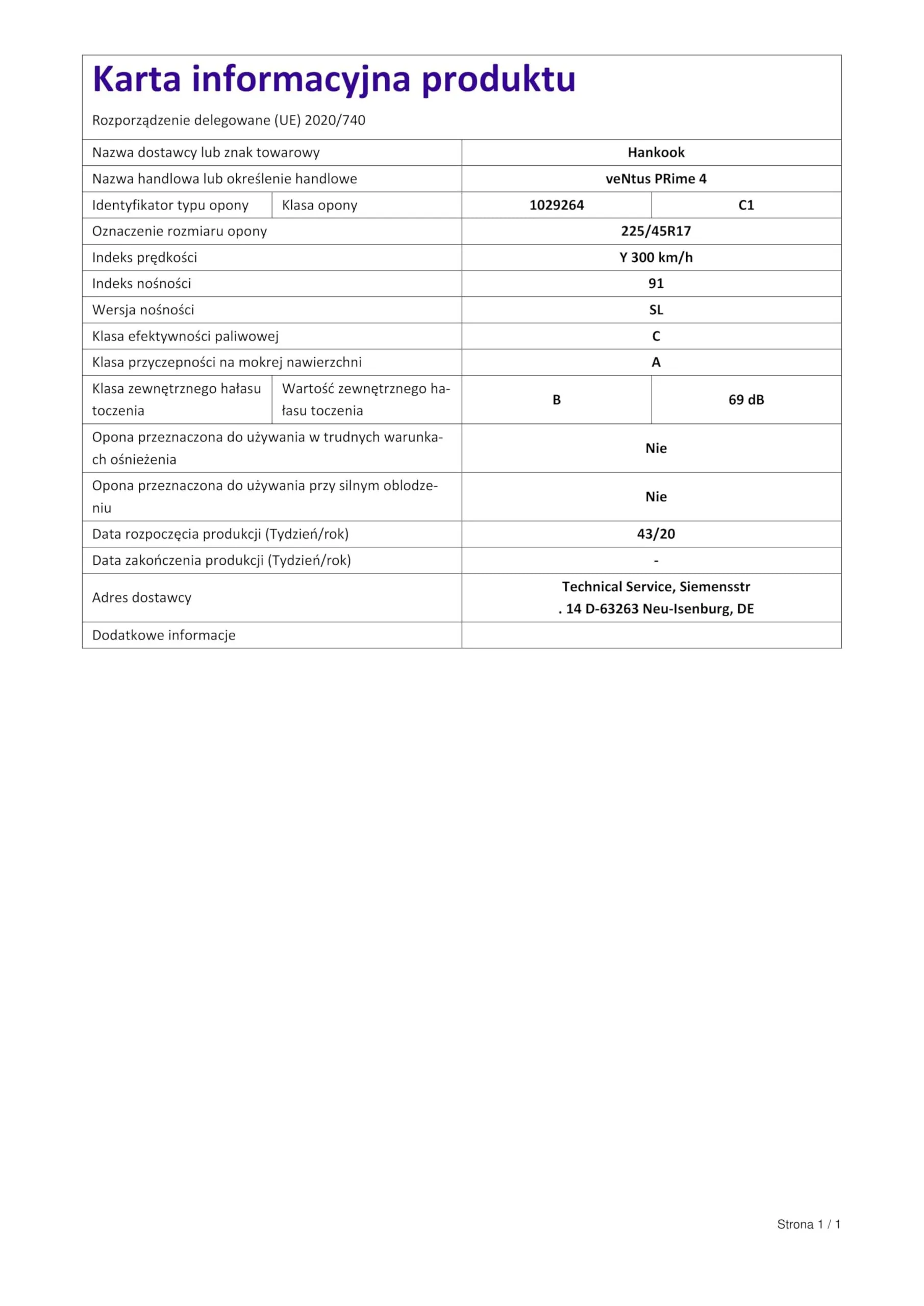 Hankook K135 225/45R17 91Y E TL Tire - immagine 2