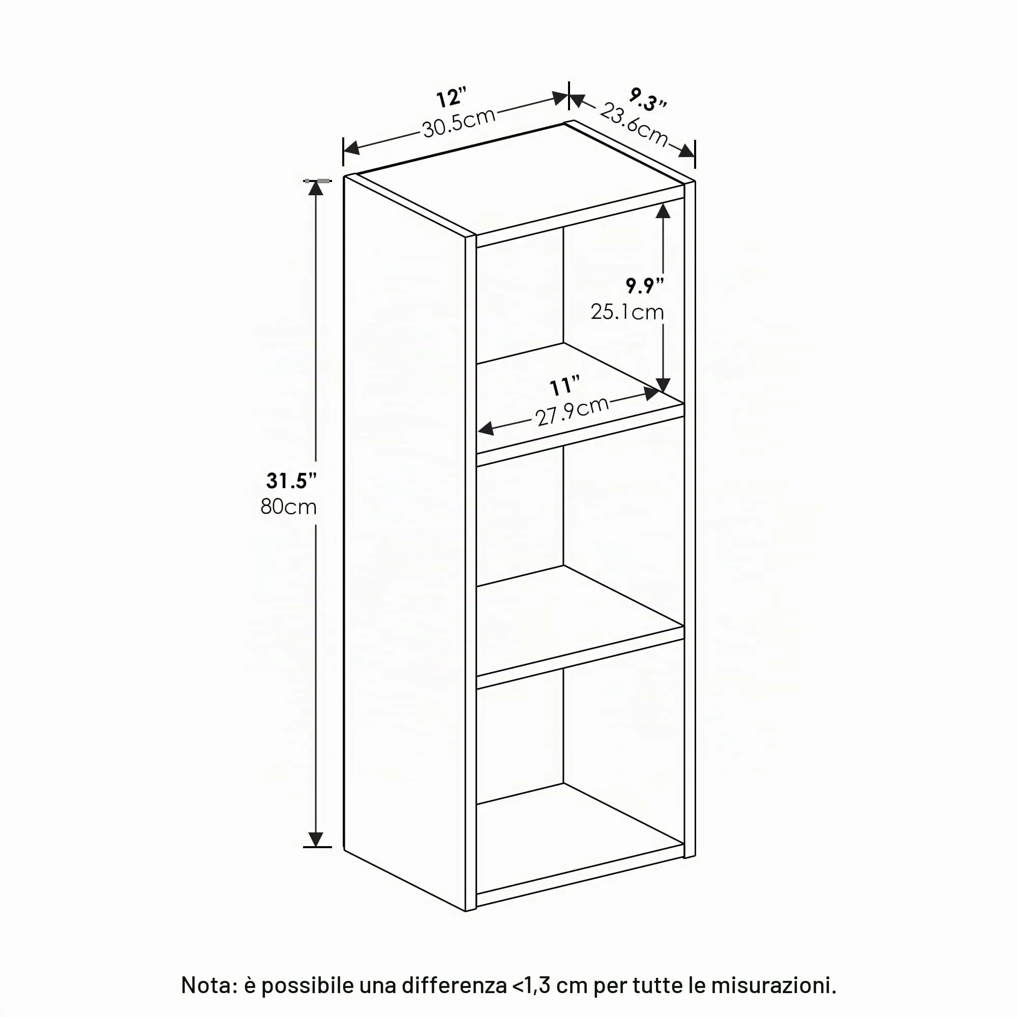Furinno Libreria a scaffale aperto a 3 livelli, Legno Nero - immagine 3