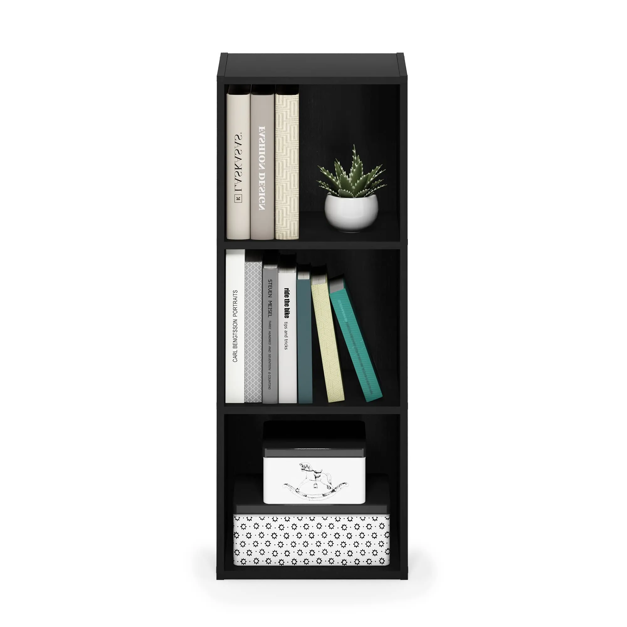 Furinno Libreria a scaffale aperto a 3 livelli, Legno Nero - immagine 5