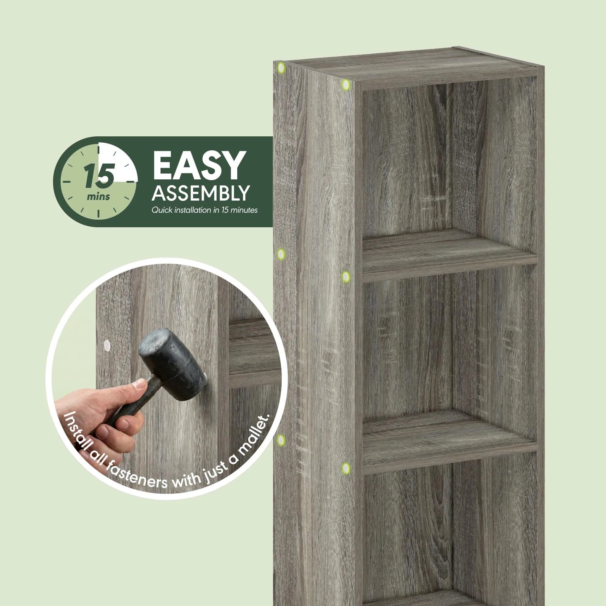 Furinno Libreria a scaffale aperto a 3 livelli, Rovere Francese - immagine 4