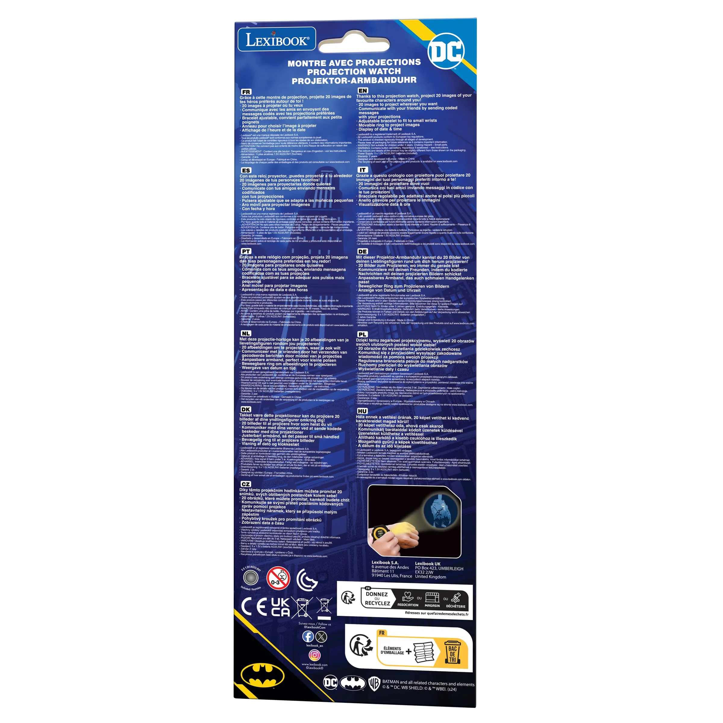 Lexibook Orologio a Proiezione Batman 20 Immagini - Nero e Blu - DMW050BAT - immagine 10