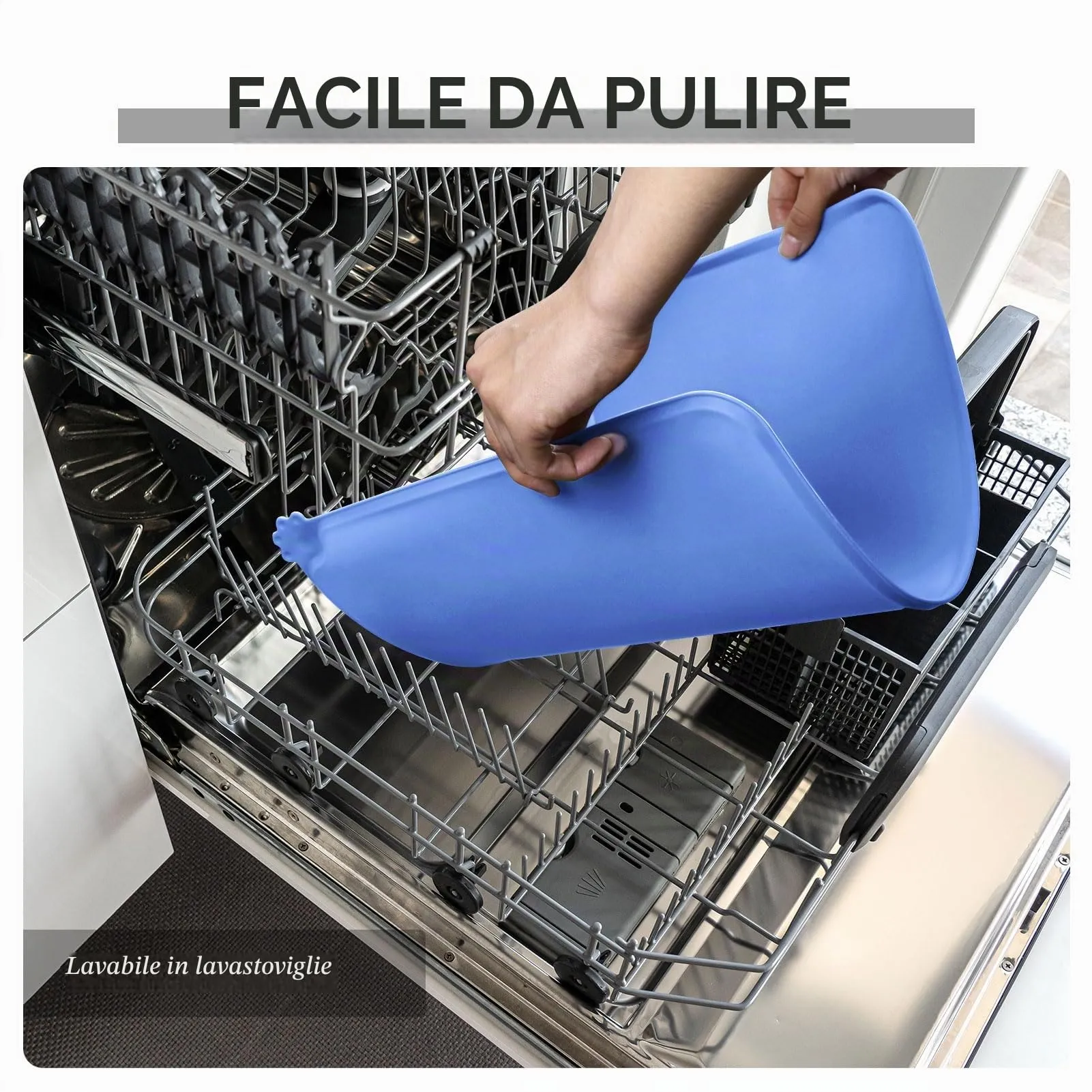 Reopet Tappetino in Silicone per Ciotola Cani e Gatti, 47 x 30 cm, Blu - immagine 7