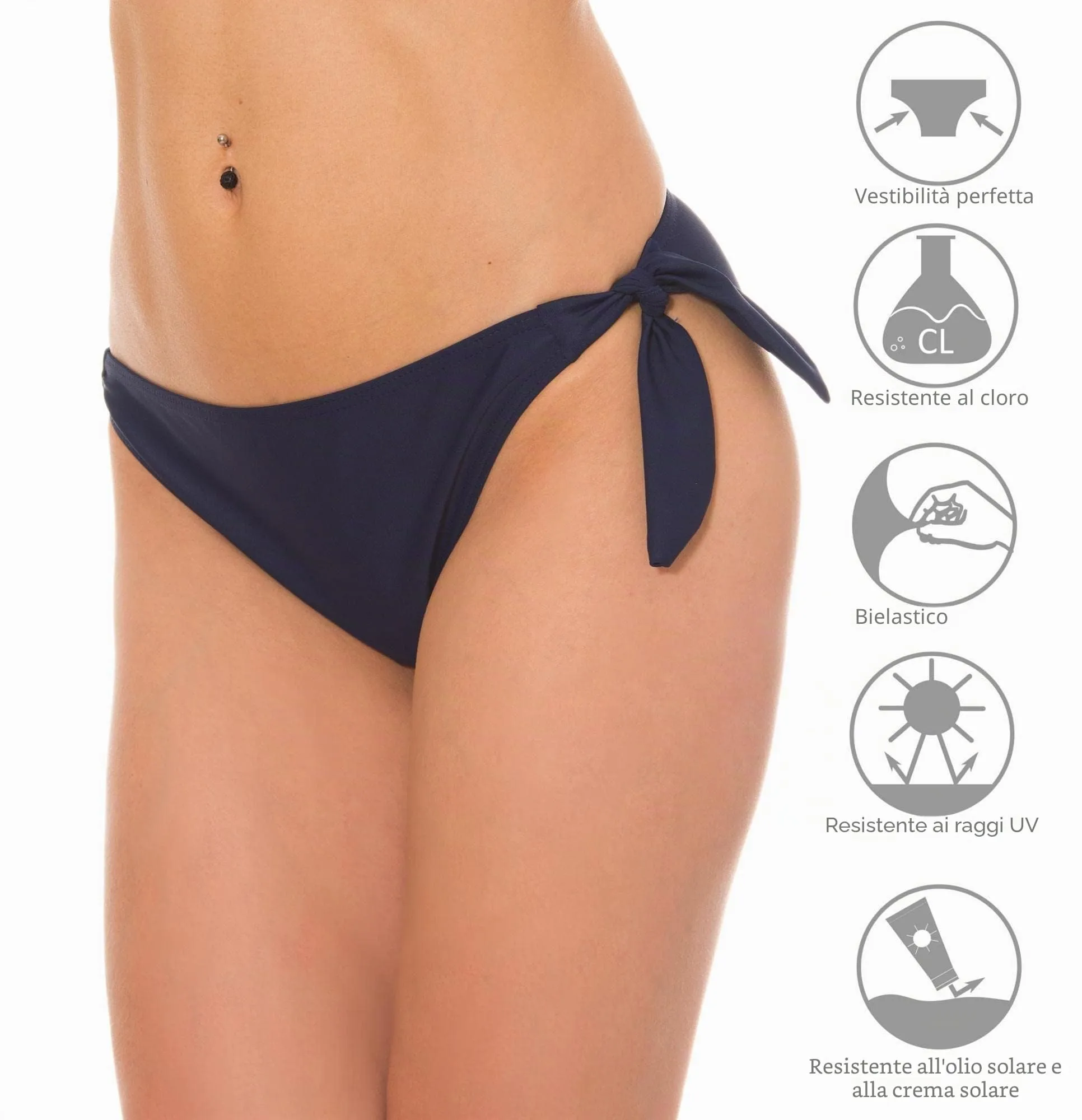 Aquarti Slip Costume Donna con Lacci Laterali, Blu Scuro, 48 - immagine 5