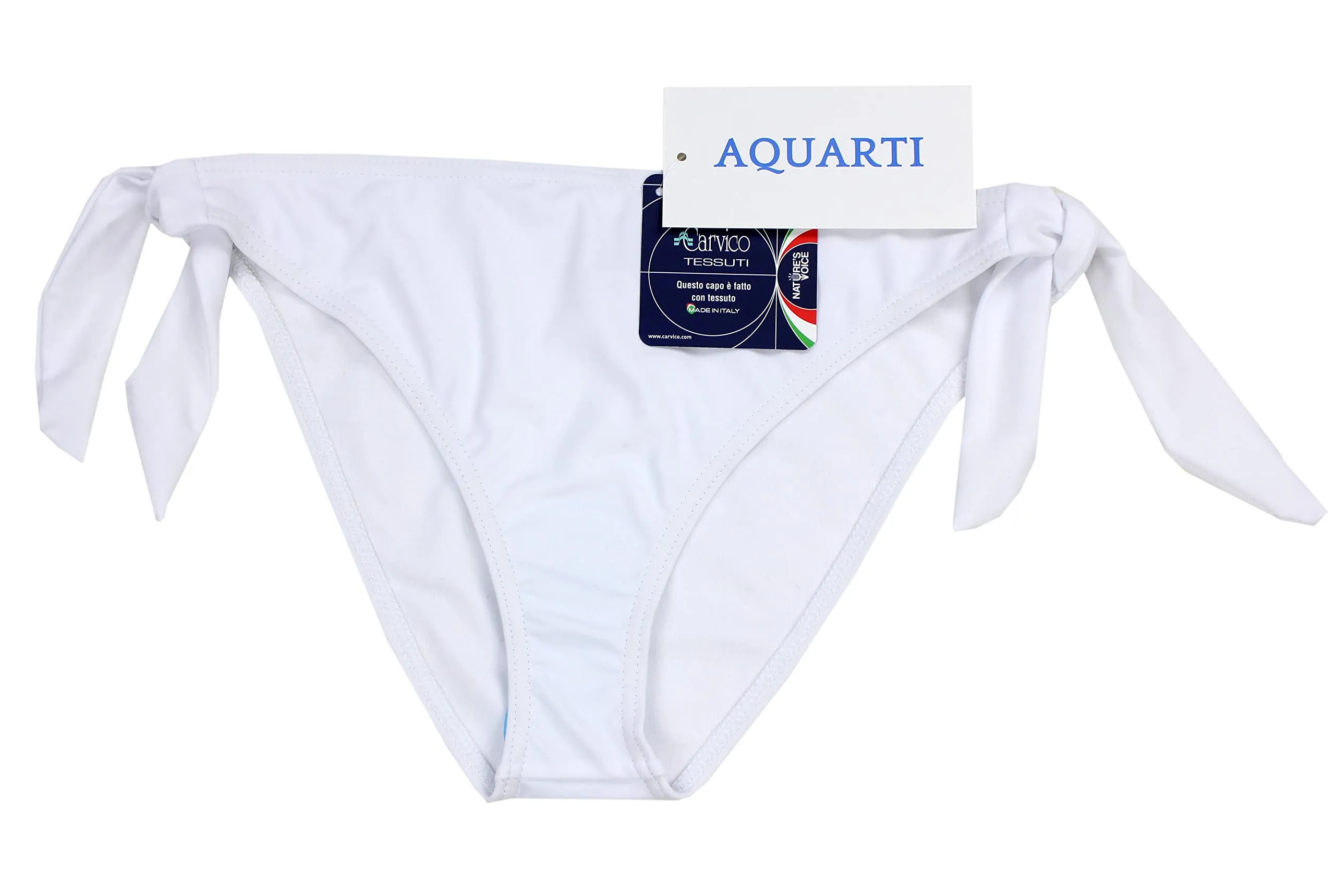 Aquarti Slip Costume Donna con Lacci Laterali, Bianco, 44 - immagine 4