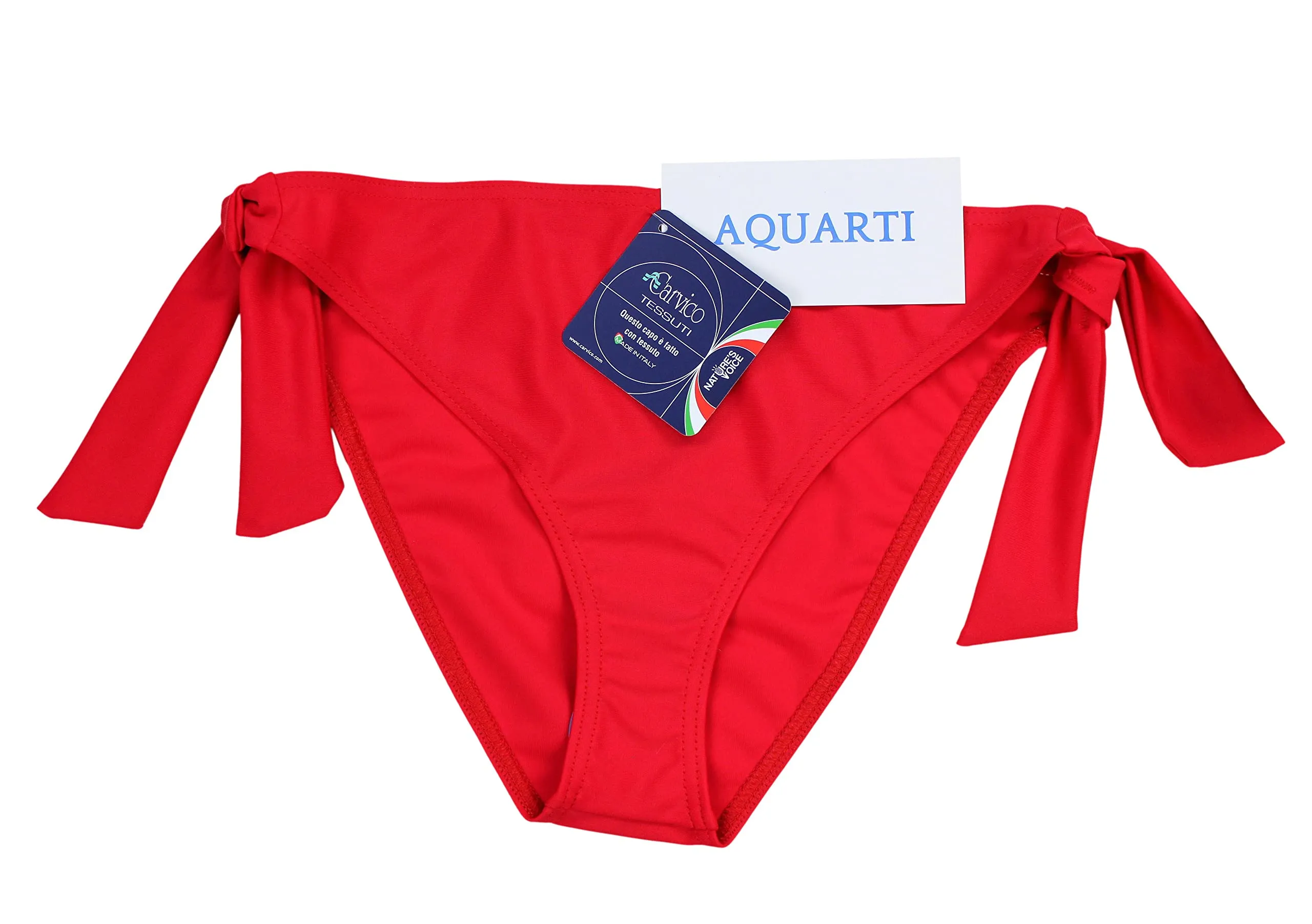 Aquarti Slip Costume Donna con Lacci Laterali, Rosso, 42 - immagine 4