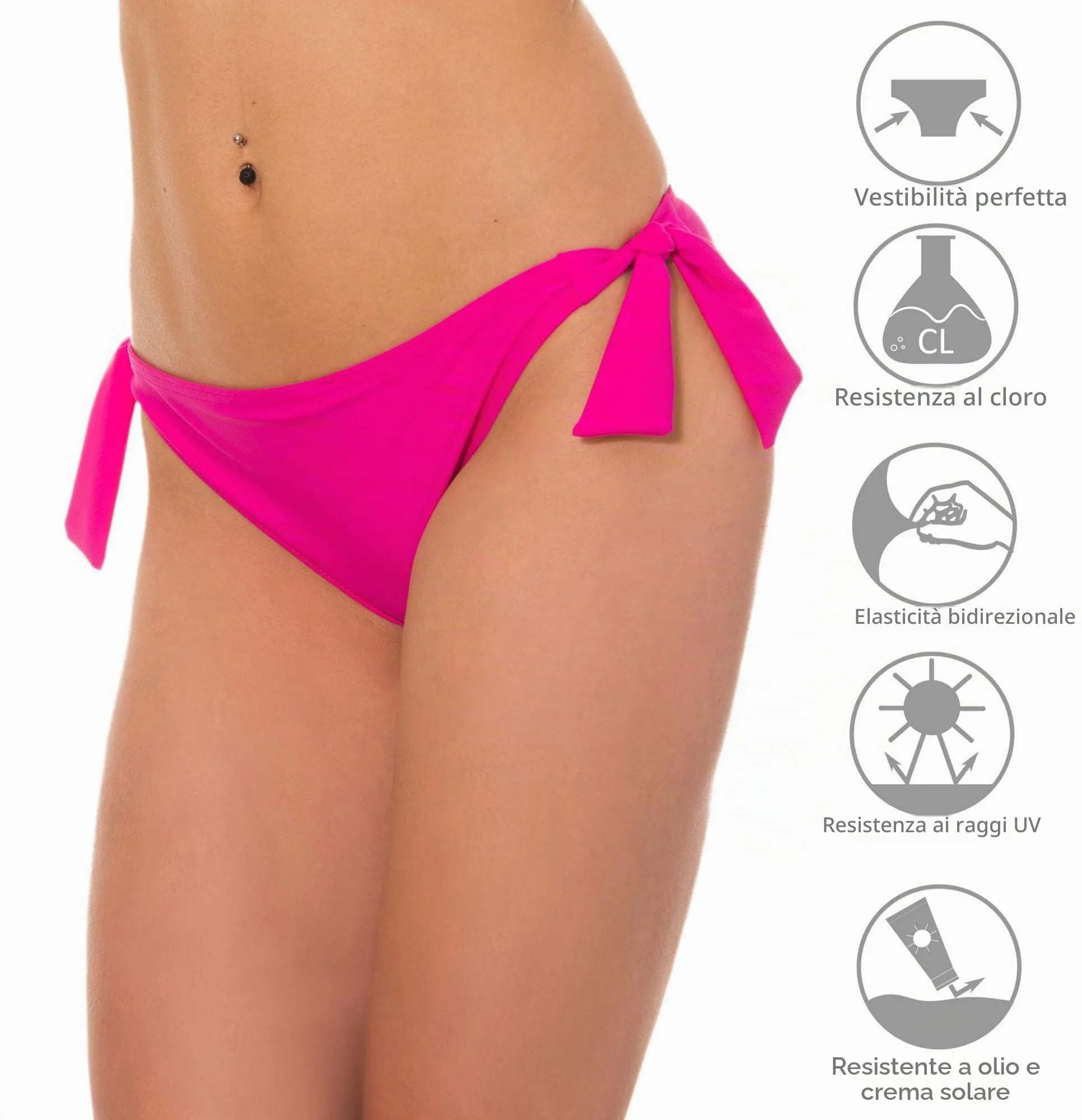 Aquarti Slip Costume Donna con Lacci Laterali, Rosa, 46 - immagine 5