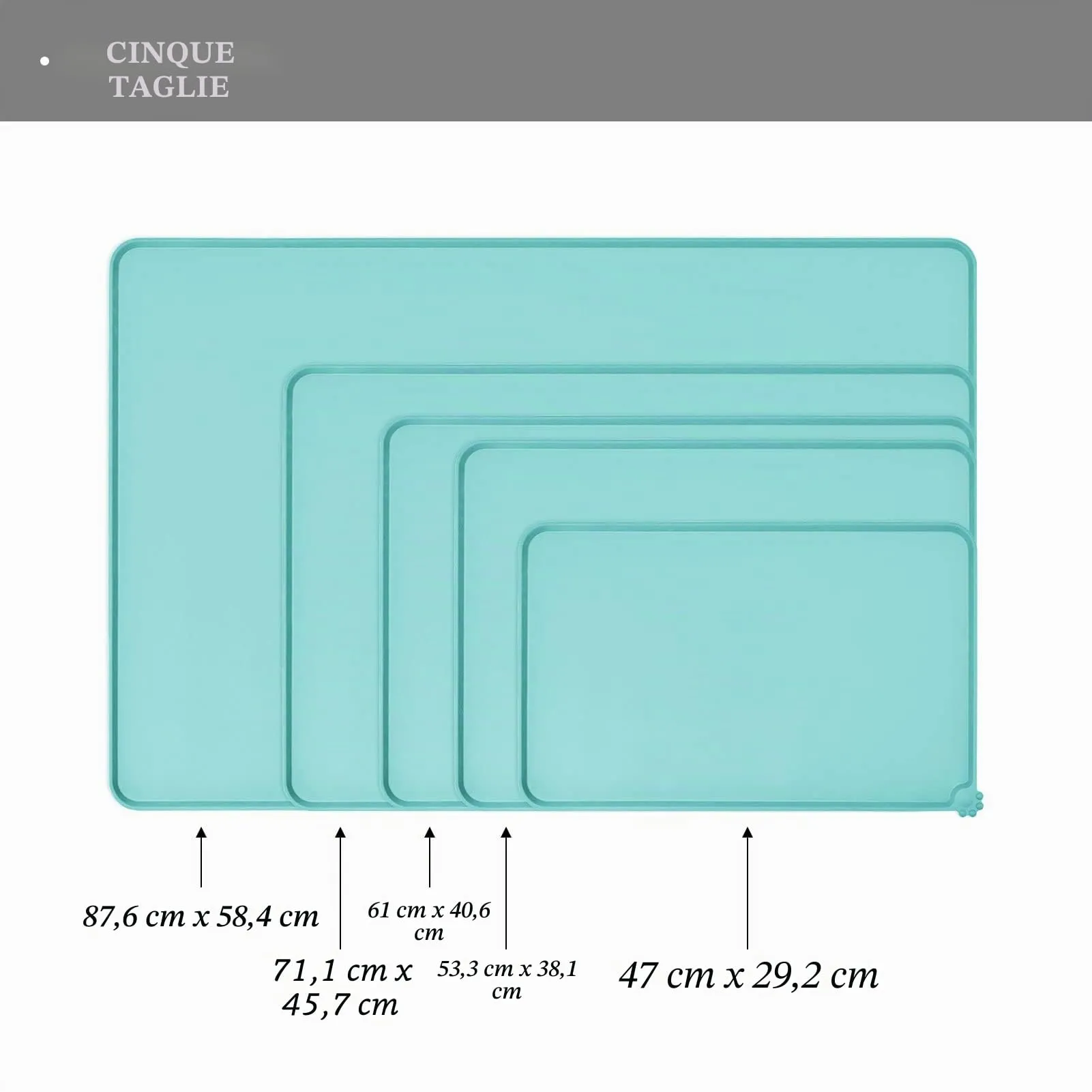 Reopet Tappetino in Silicone per Cibo e Acqua per Animali Domestici, Impermeabile e Antispill, 53 x 37 cm, Verde - immagine 2