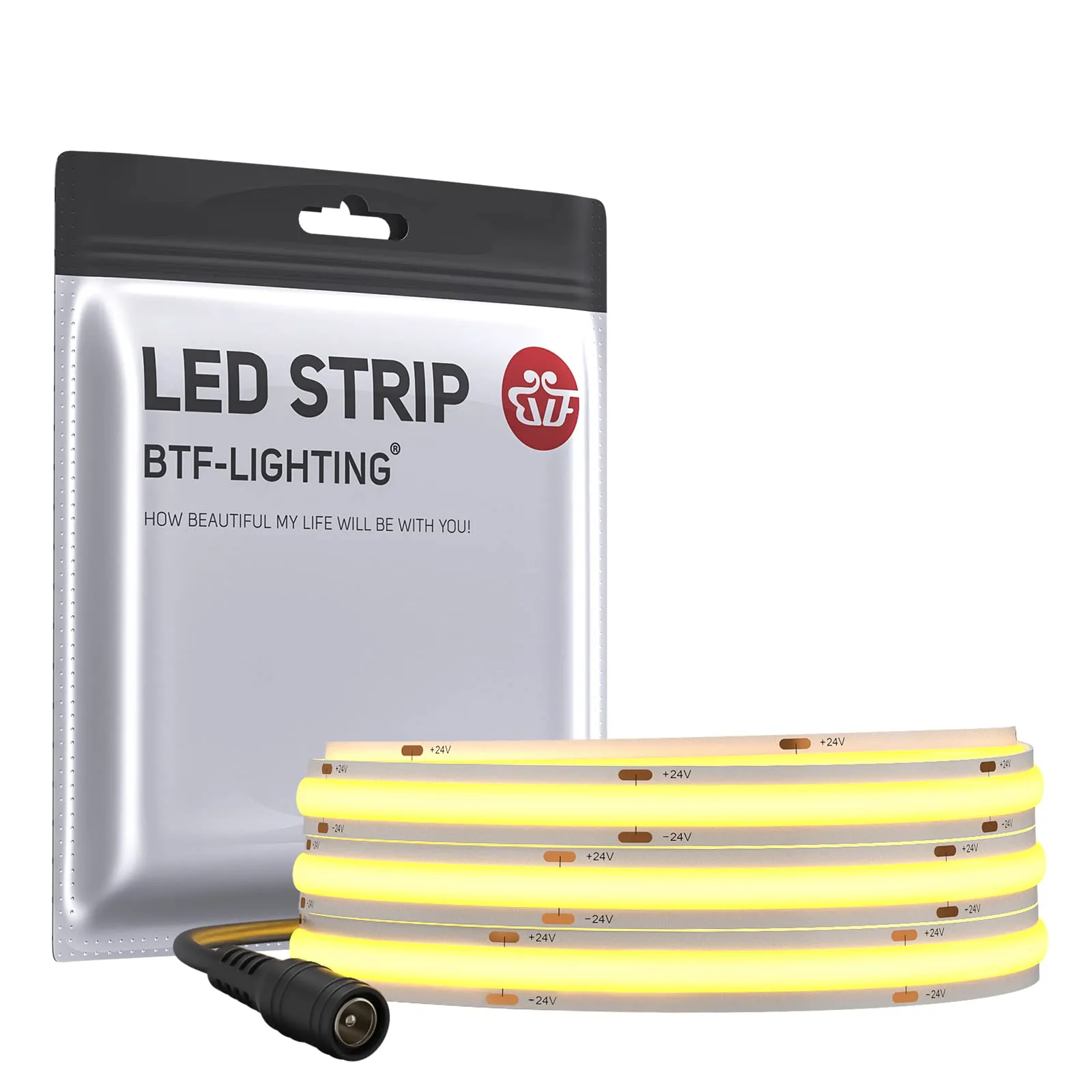 BTF-LIGHTING FCOB LED Strip 24V Dimmable 4000K 1m 528LED/m - immagine 1