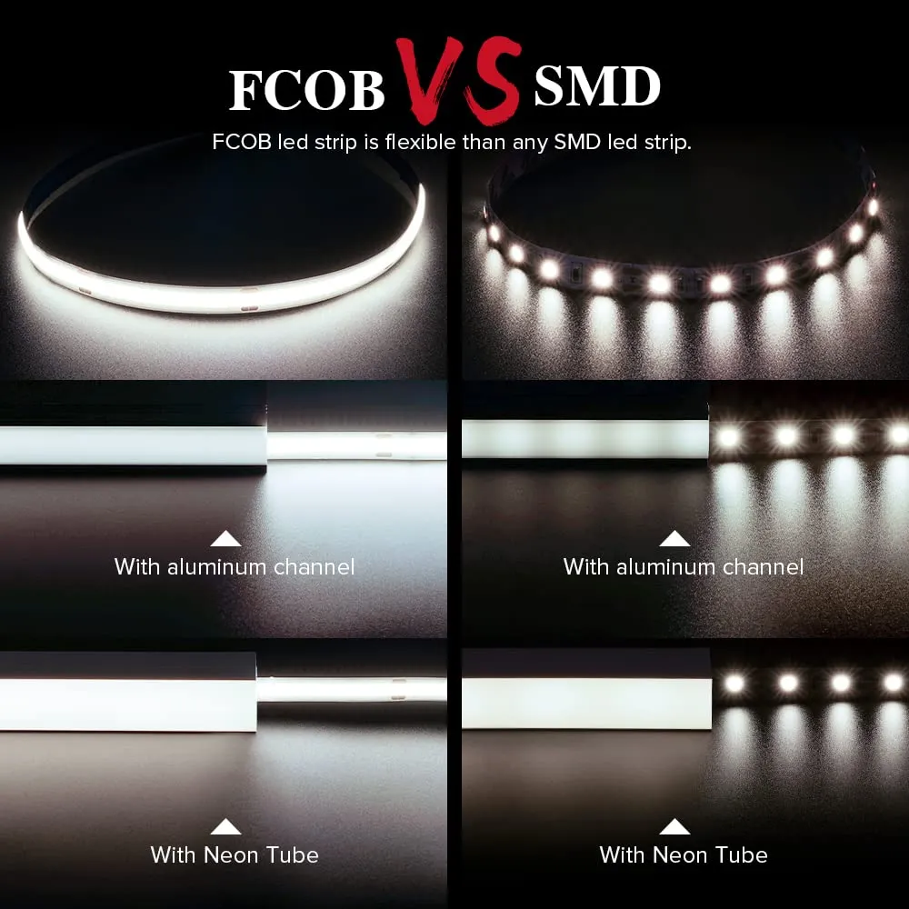BTF-LIGHTING FCOB COB LED Strip 24V Dimmable 4000K 5m 528LED/m - immagine 2