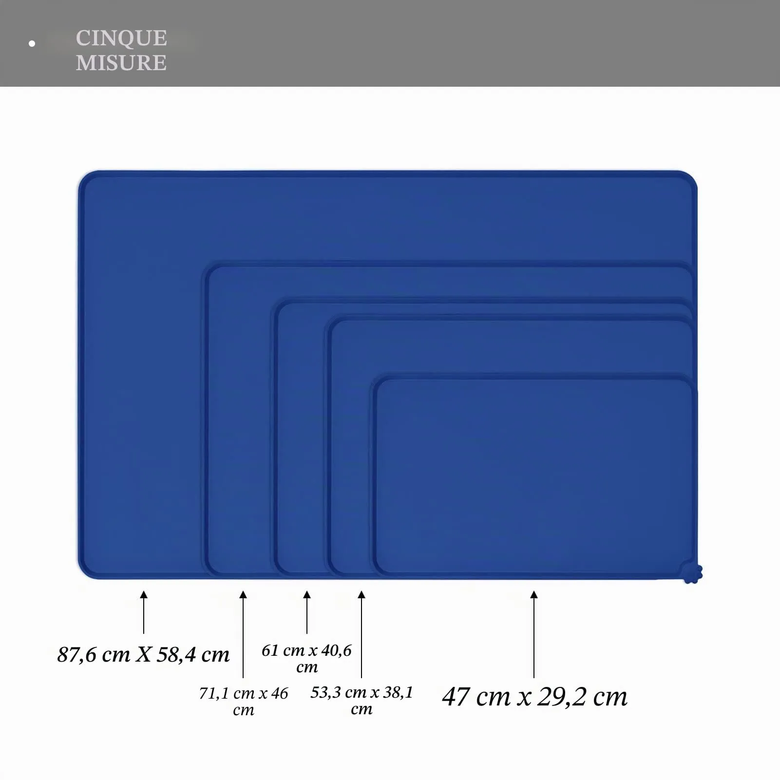 Reopet Tappetino in Silicone per Cibo e Acqua per Animali Domestici, Impermeabile e Antispill, 53 x 37 cm, Blu Marino - immagine 2