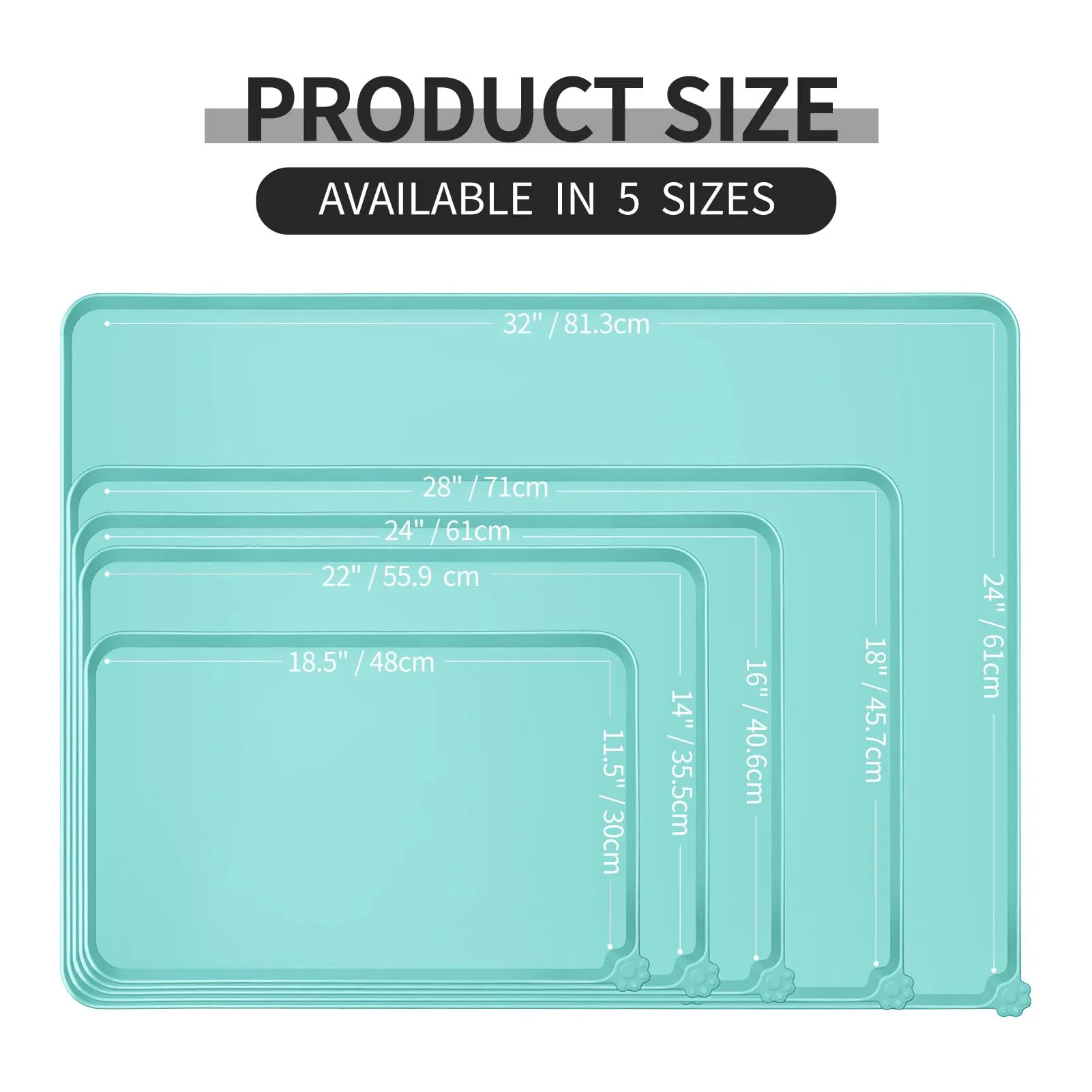 Reopet Tappetino in Silicone per Cibo e Acqua per Animali Domestici, Impermeabile Antispill, 47 x 30 cm, Verde - immagine 2