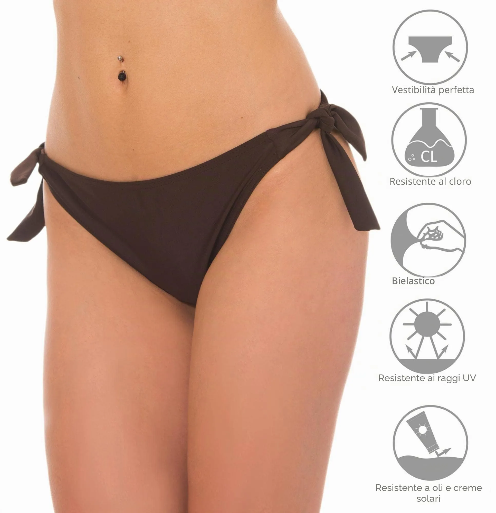 Aquarti Slip Costume Donna con Lacci Laterali, Marrone, 44 - immagine 5