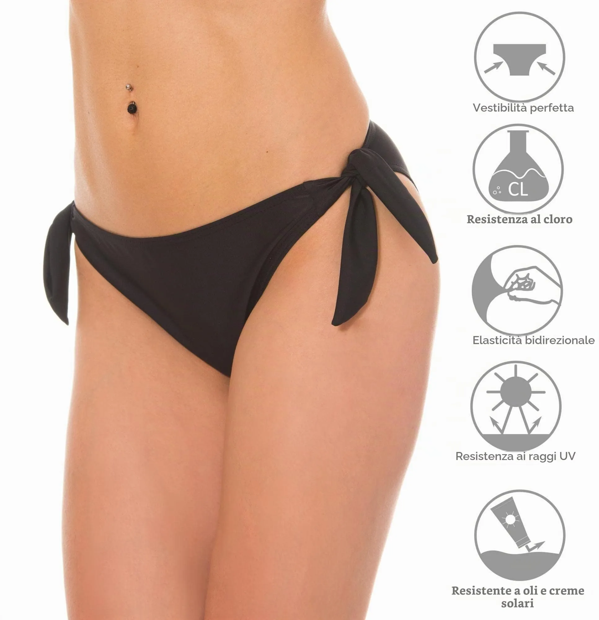 Aquarti Slip Costume Donna con Lacci Laterali, Nero, 44 - immagine 6