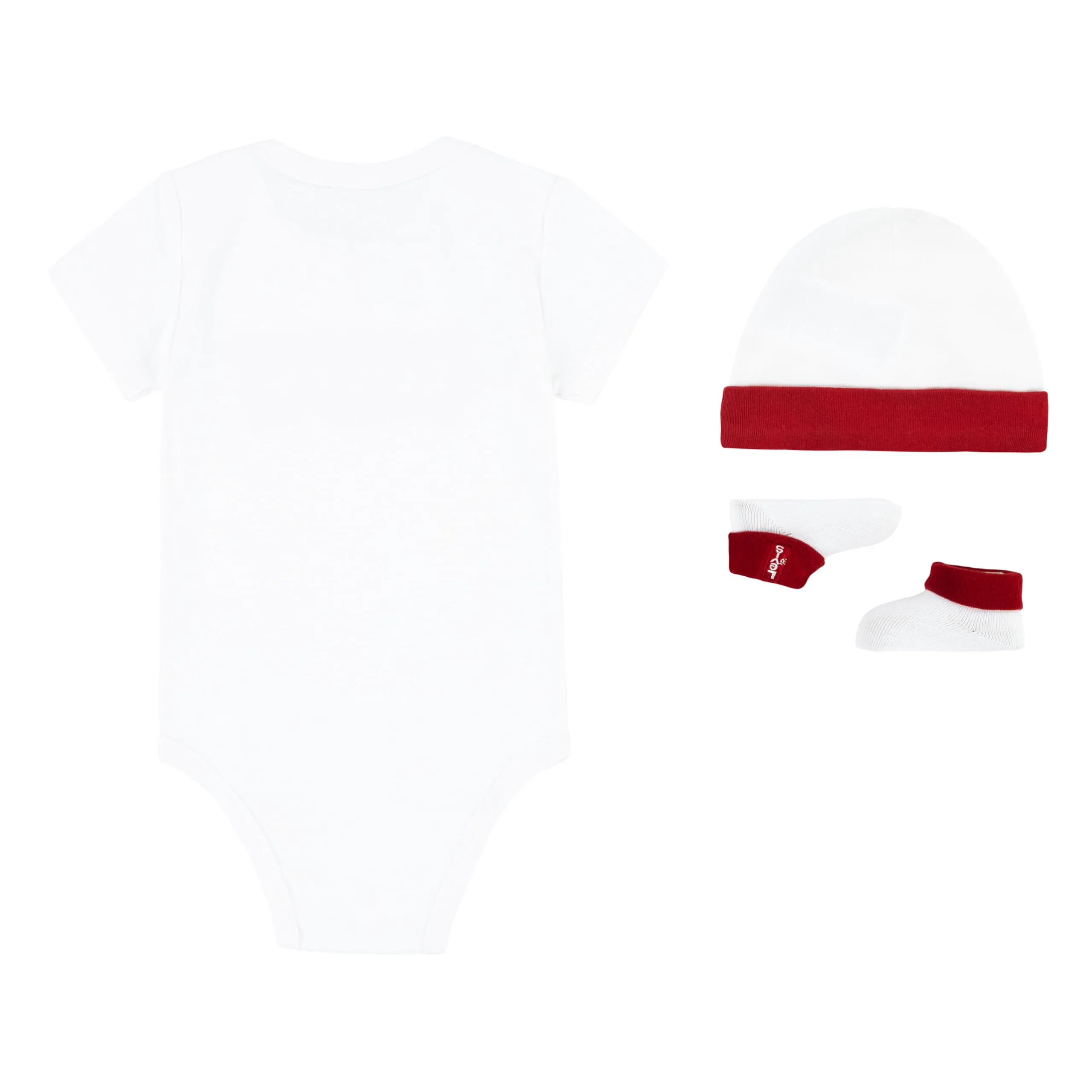 Levi's Classic Batwing Infant Hat Bodysuit Bootie Set 3Pc, White, 6-12 Months - immagine 2