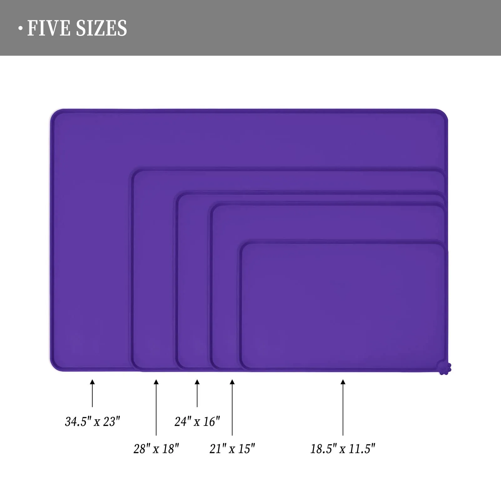 Reopet Tappetino in Silicone per Cibo e Acqua per Animali Domestici, Impermeabile e Antispill, 87 x 57 cm, Viola - immagine 2