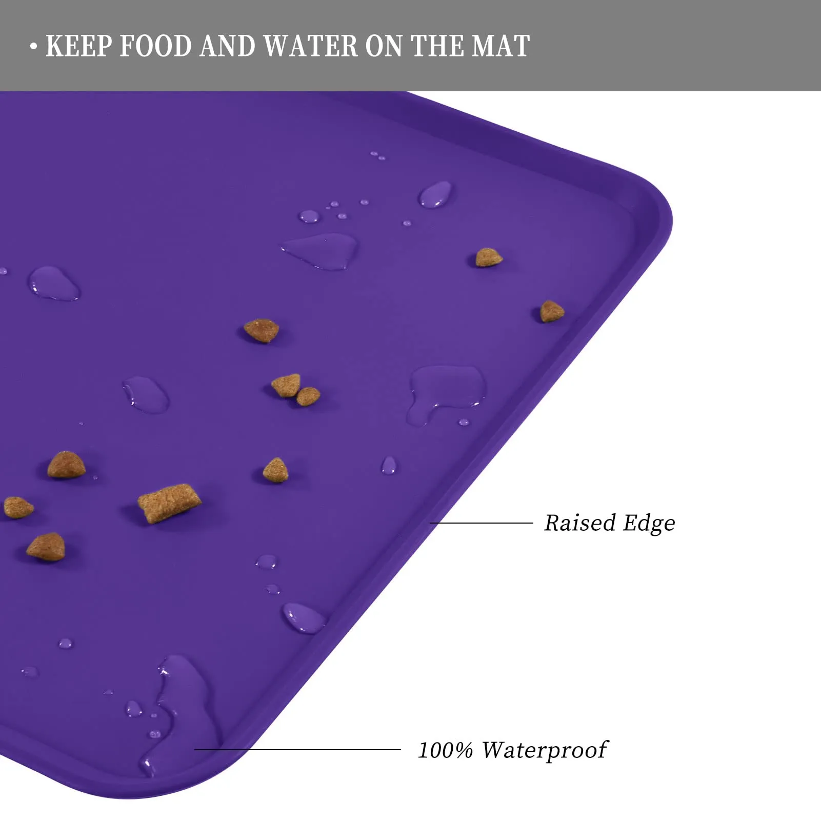 Reopet Tappetino in Silicone per Cibo e Acqua per Animali Domestici, Impermeabile e Antispill, 87 x 57 cm, Viola - immagine 4