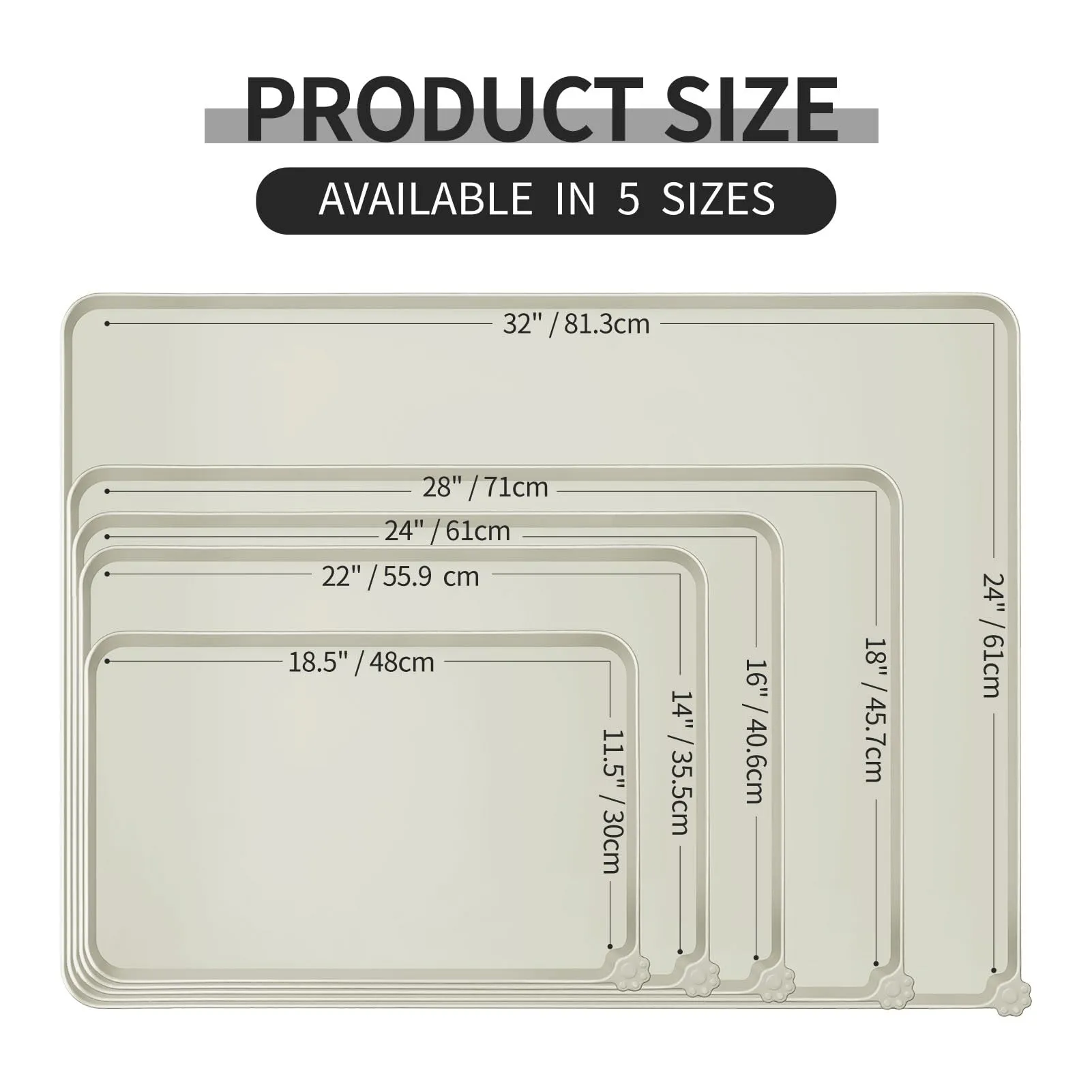 Reopet Tappetino in Silicone per Cibo e Acqua per Animali Domestici, Impermeabile e Antispill, 60 x 40 cm, Beige - immagine 2