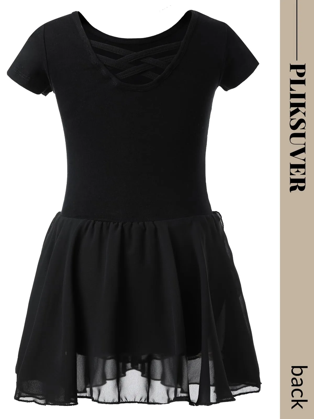 PLIKSUVER Vestito da Balletto Body Danza Tutu in Cotone e Chiffon Manica Corta per Ragazza - immagine 5