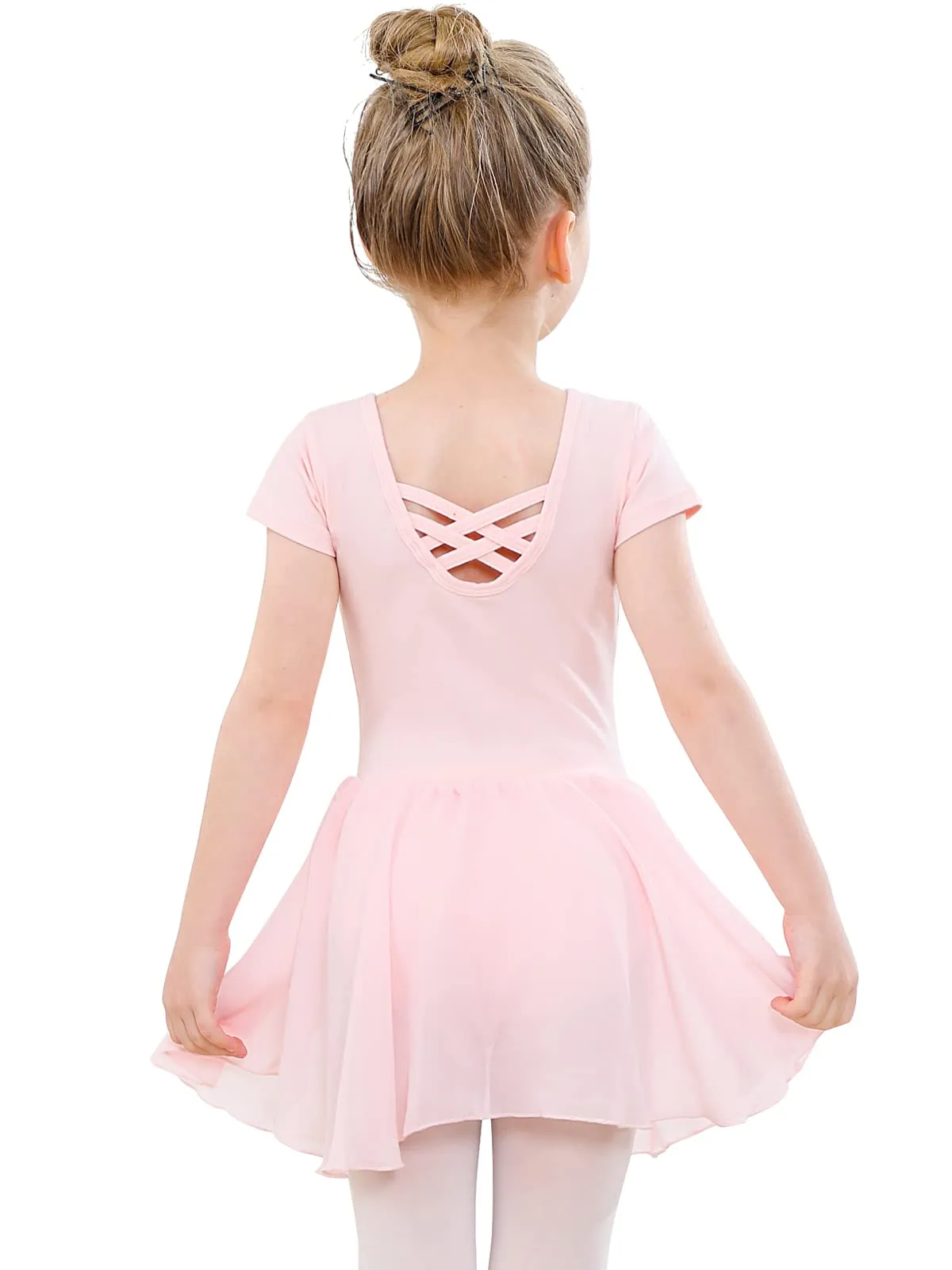 PLIKSUVER Vestito da Balletto Body Danza Tutu in Cotone e Chiffon Manica Corta per Ragazza - immagine 1