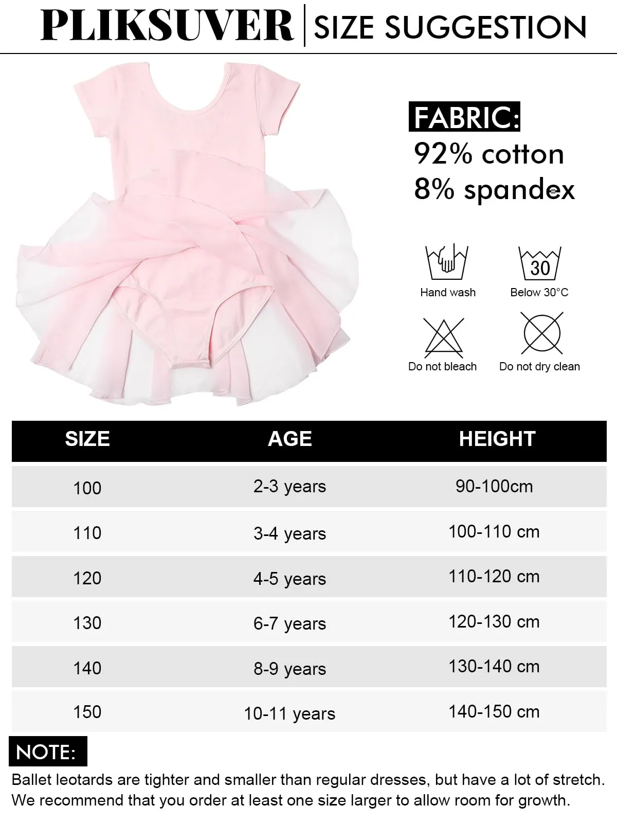 PLIKSUVER Vestito da Balletto Body Danza Tutu in Cotone e Chiffon Manica Corta per Ragazza - immagine 3