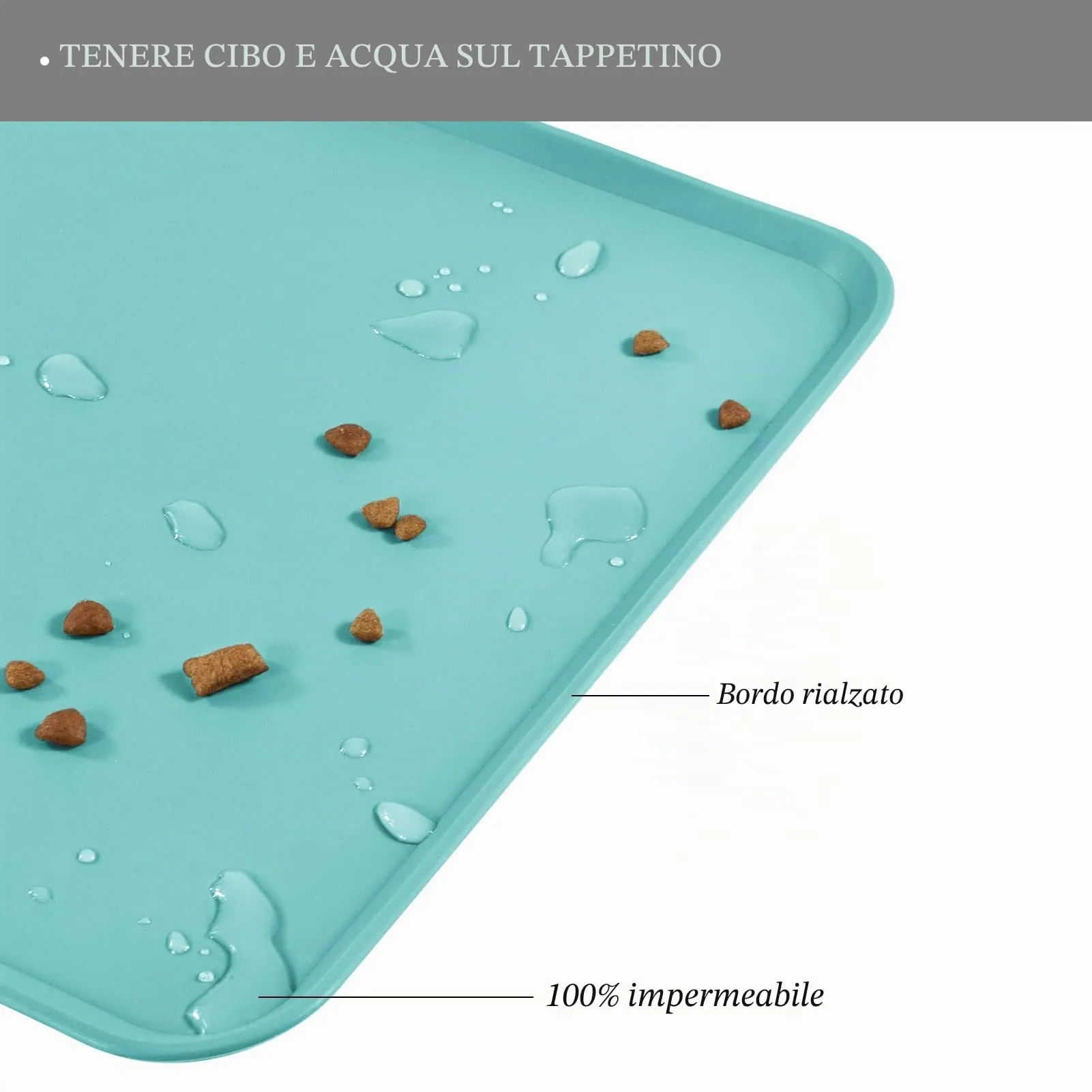 Reopet Tappetino in Silicone per Cibo e Acqua per Animali Domestici, Impermeabile Antispill, 71 x 45 cm, Verde - immagine 4
