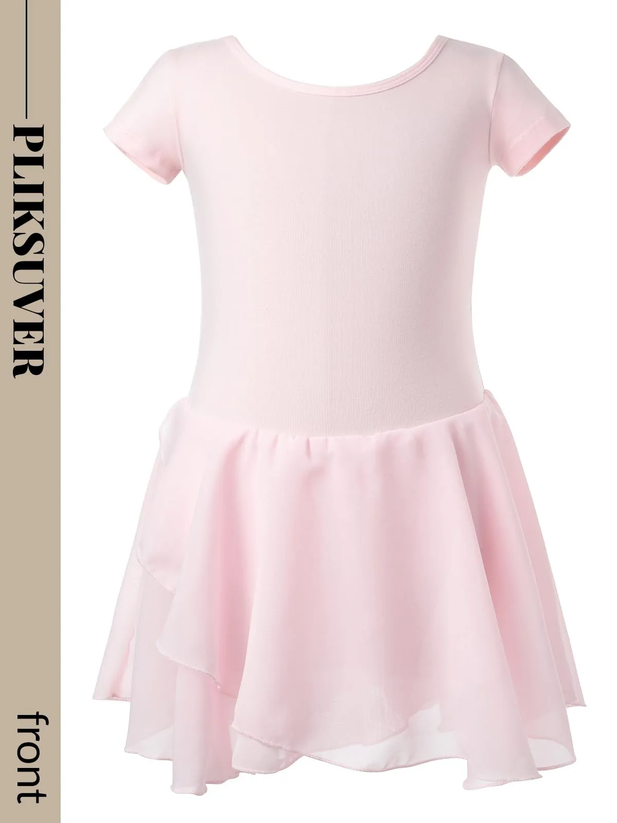 PLIKSUVER Vestito da Balletto Body Danza Tutu in Cotone e Chiffon Manica Corta per Ragazza - immagine 4