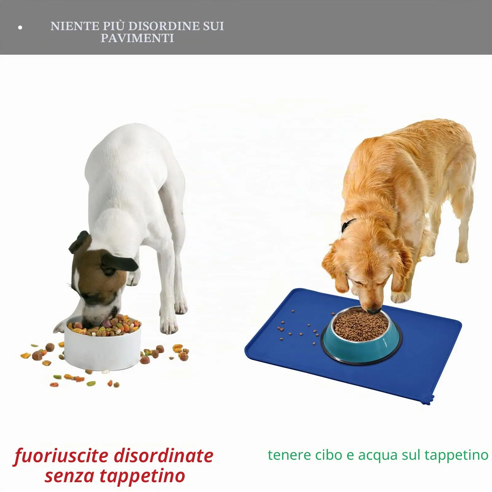 Reopet Tappetino in Silicone per Cibo e Acqua per Animali Domestici, Impermeabile Antispill, 60 x 40 cm, Blu marino - immagine 7