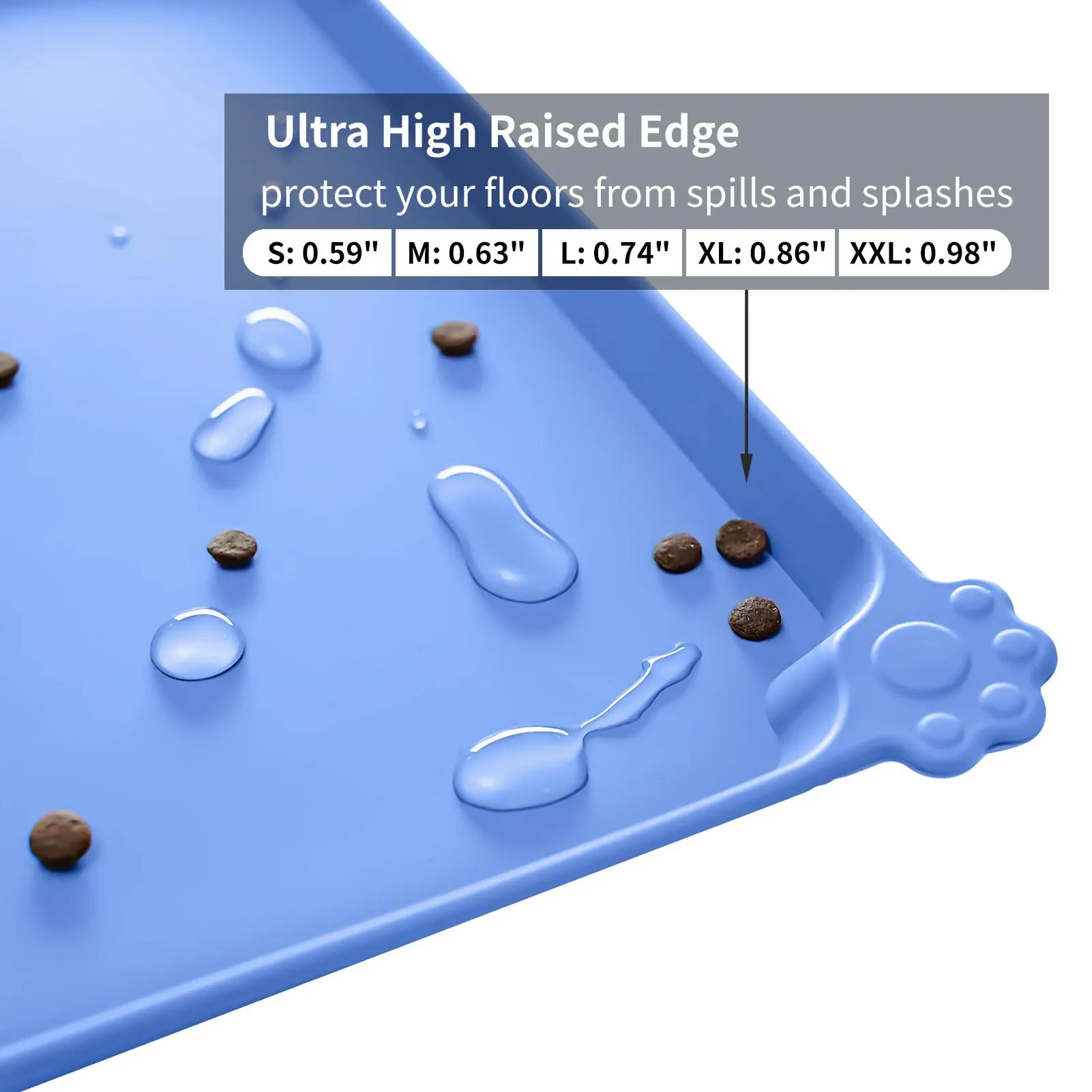 Reopet Tappetino in Silicone per Cibo e Acqua per Animali Domestici, Impermeabile Antispill, 60 x 40 cm, Blu - immagine 4